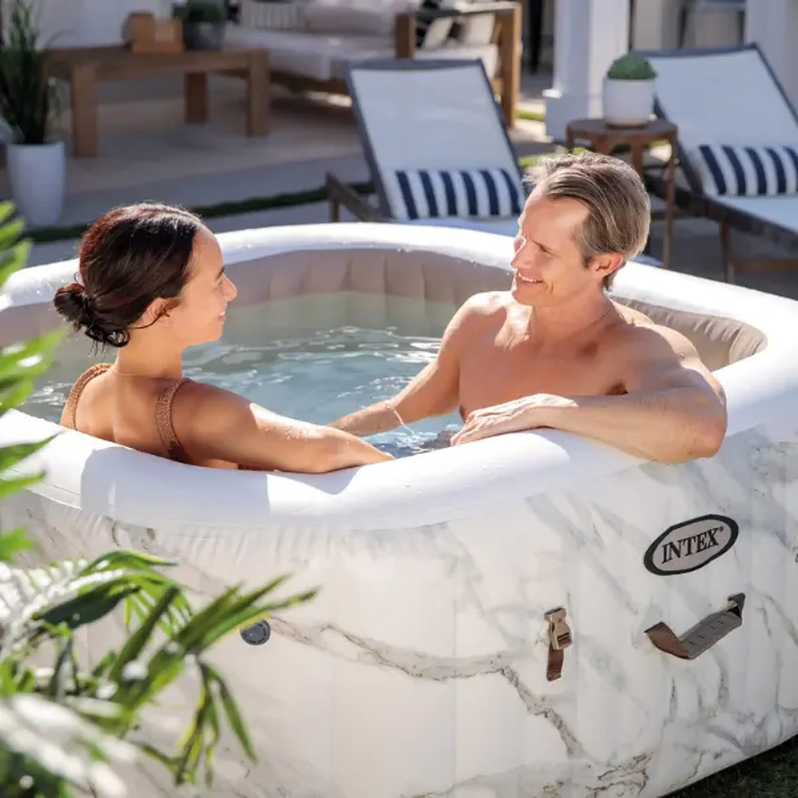 INTEX Jacuzzi SPA gonflabil “Calacatta Dual Zone Deluxe” 175x71cm, 795L, 4 persoane
