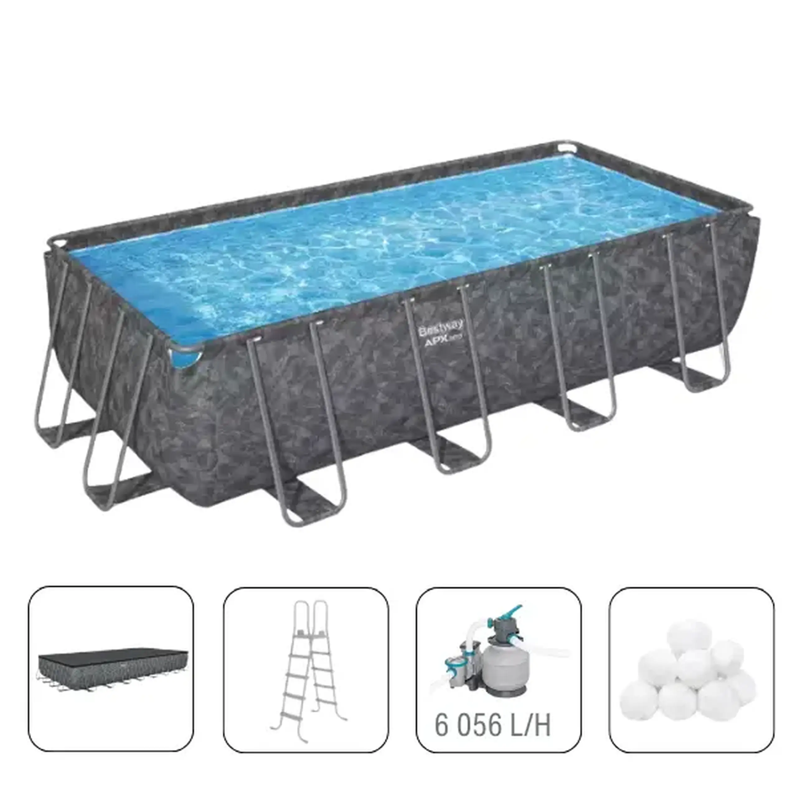 Bestway Piscină APX 365™ Rectangular 549x274x132 cm, 16477L, cadru metalic