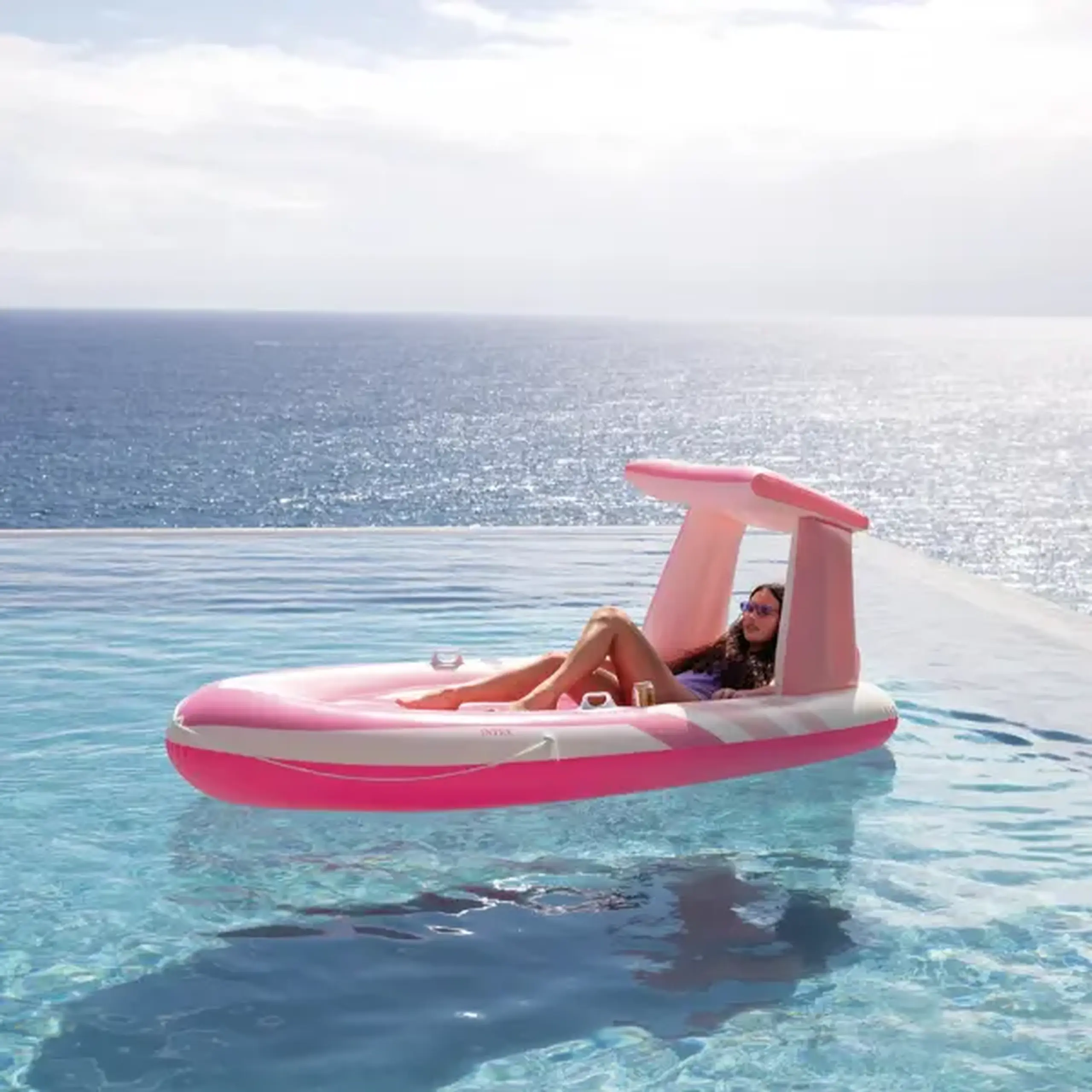 INTEX Plută gonflabilă "Pink Paradise Boat Float", 257 x 135 cm, până la 100 kg, 8+