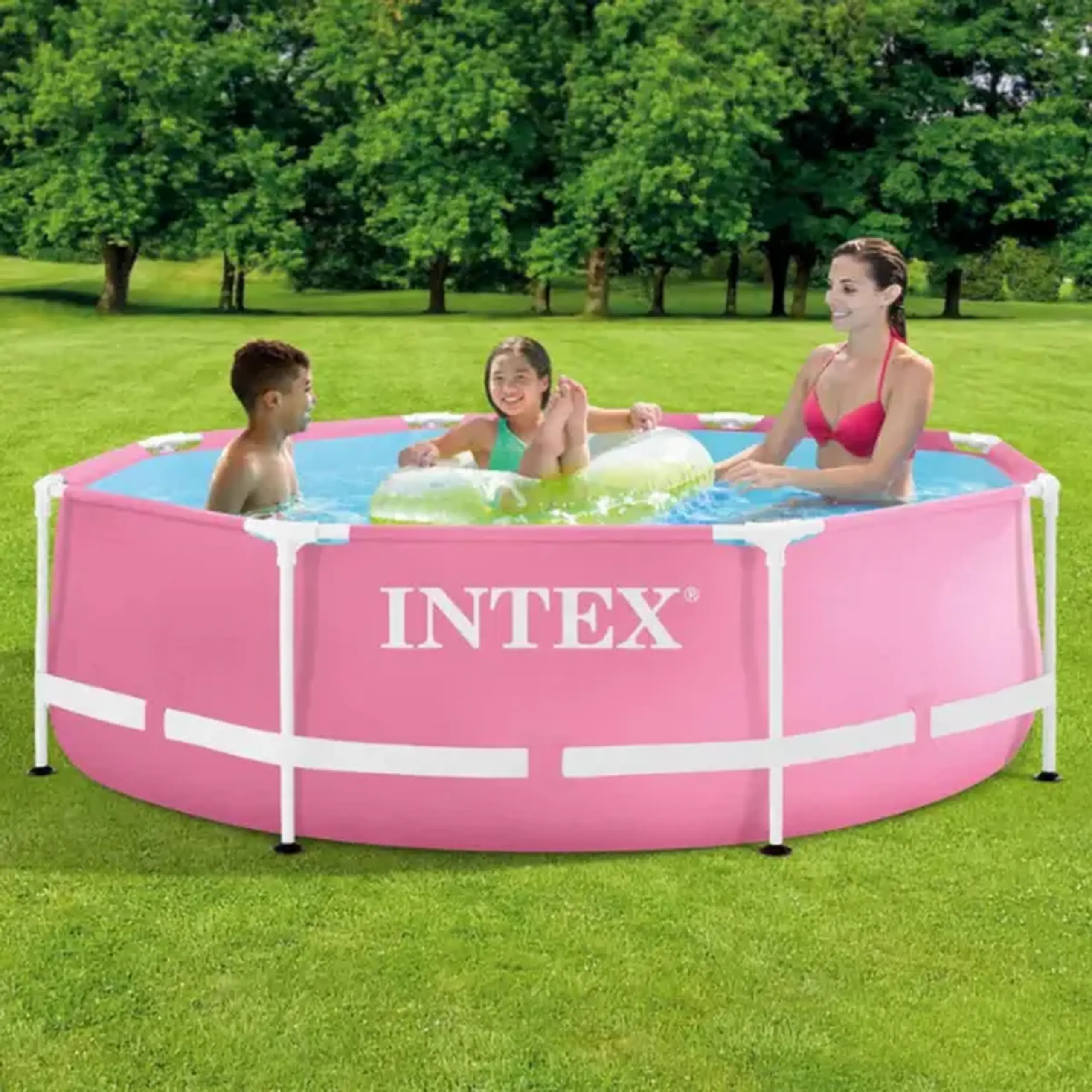 INTEX Piscină Metal Frame Pink 244х76 сm, 2843L, cadru metalic