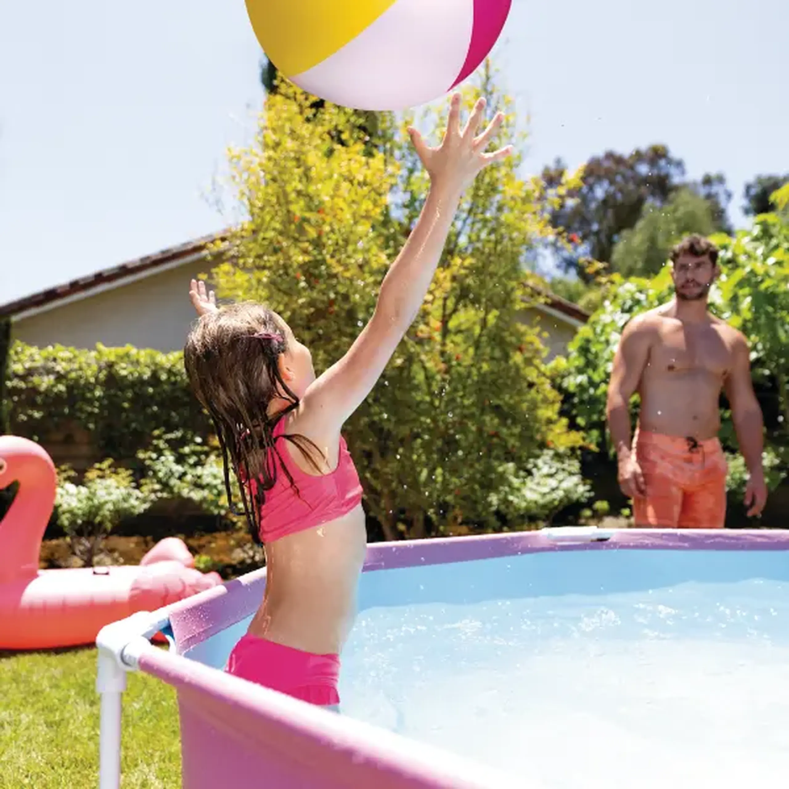 INTEX Piscină Metal Frame Pink 244х76 сm, 2843L, cadru metalic