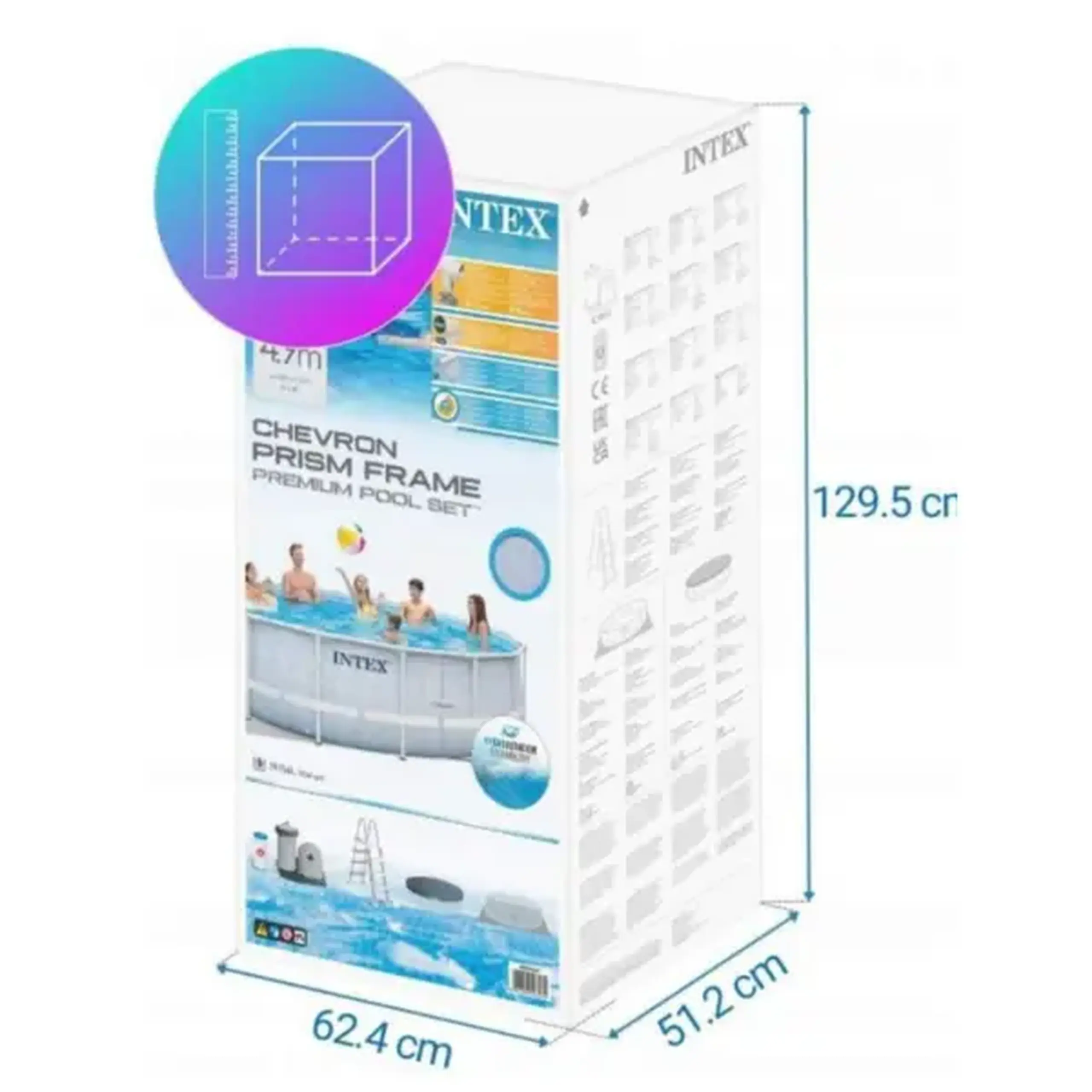INTEX, CHEVRON PRISM FRAME PREMIUM POOL 488 x122 cm, 19156 L, cadru metalic