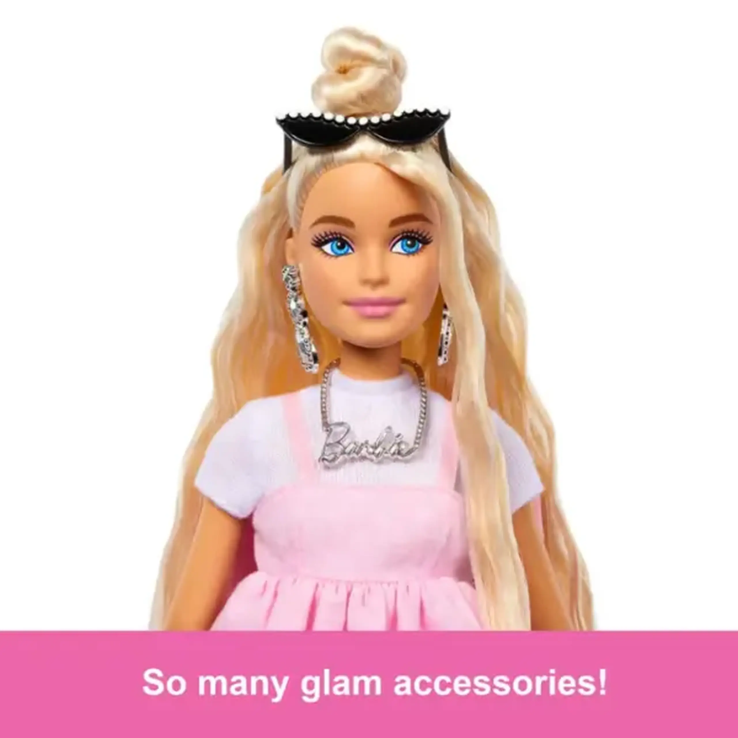 Păpușa Barbie "Fashionistă în rochie roz pastel"