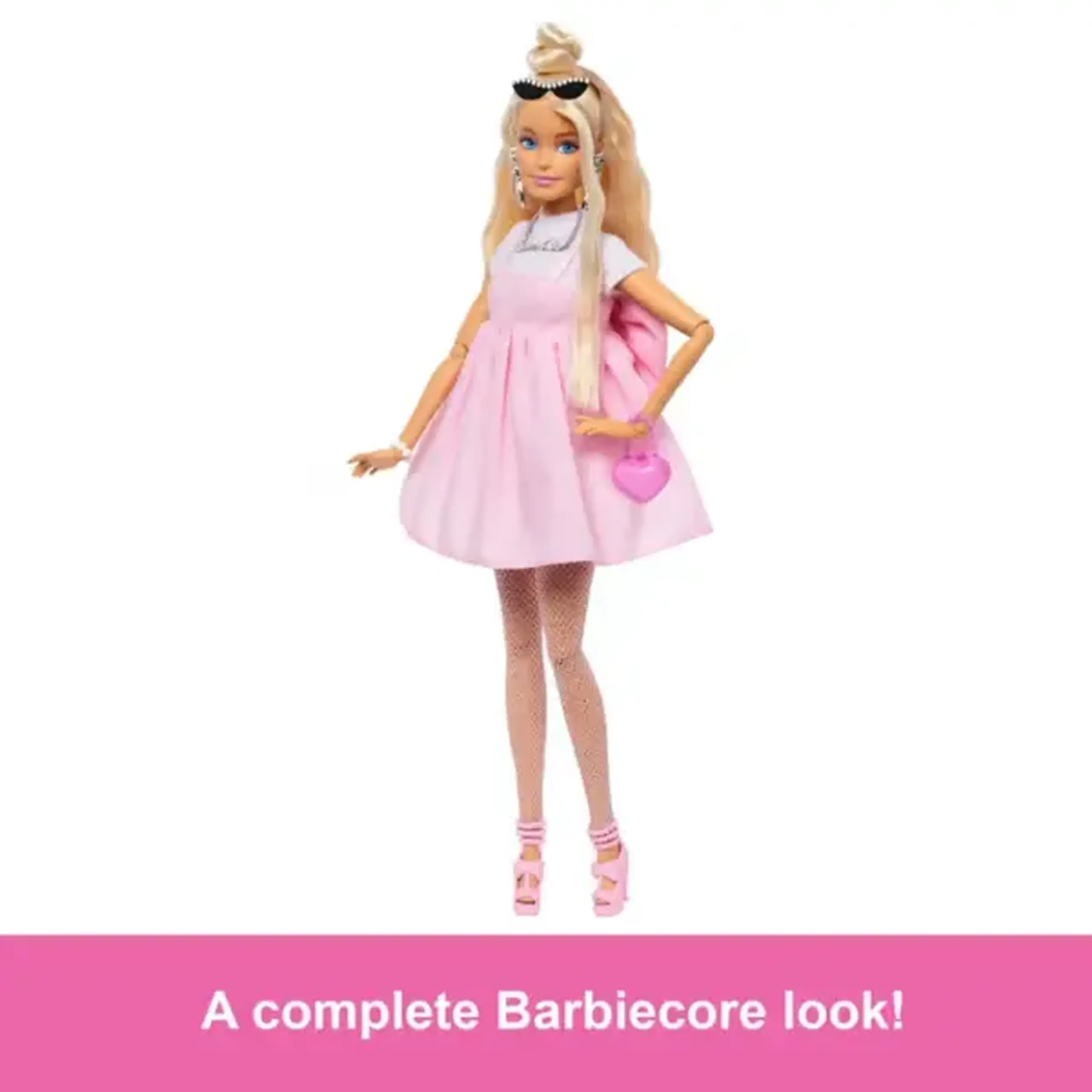 Păpușa Barbie "Fashionistă în rochie roz pastel"