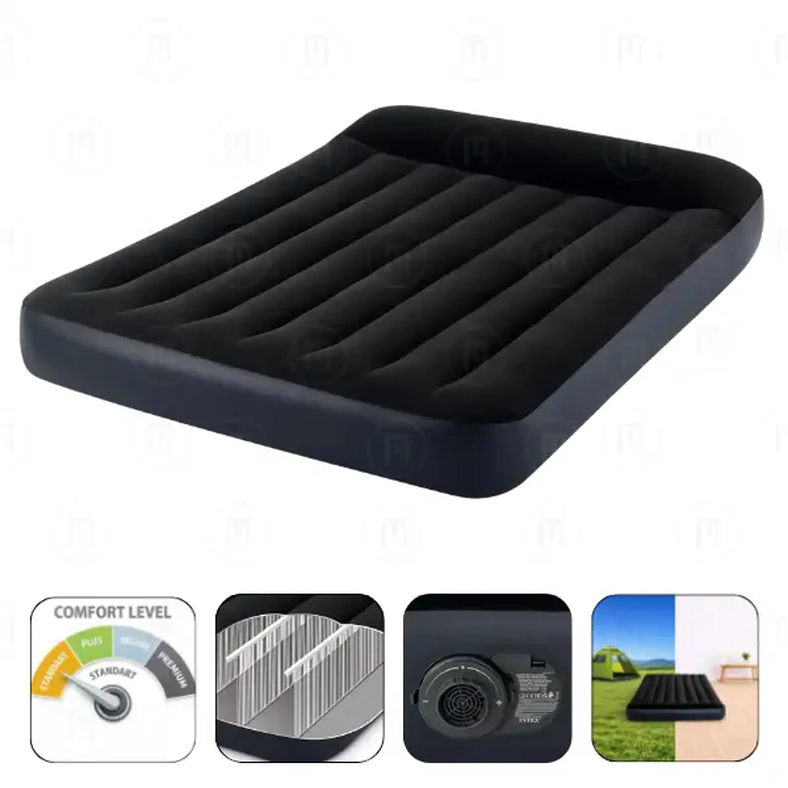 INTEX Saltea gonflabilă “Pillow Rest Classic” 137x191x25 cm cu tetieră și pompă încorporată 220-240V, până la 272 kg