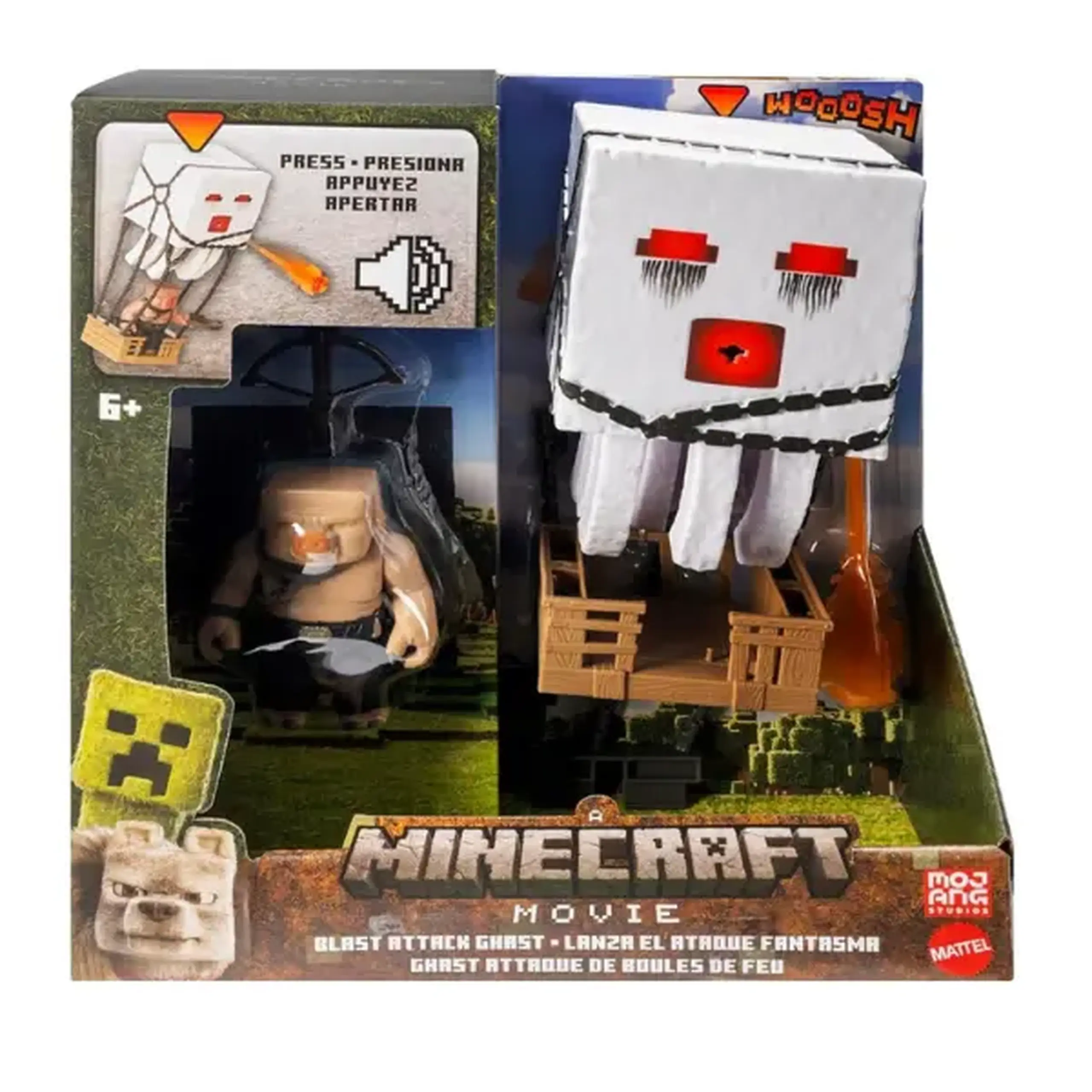Set de joacă Minecraft Movie — Fantoma cu atac (lumini, sunete, proiectil) + figurina piglin