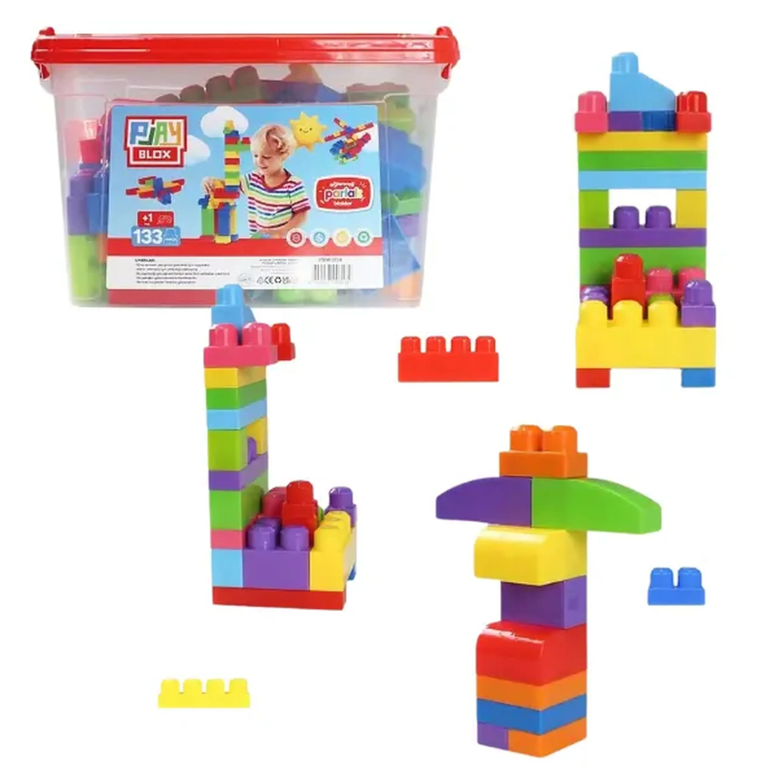 Set de construcție Găleată cu blocuri strălucitoare "Play Blox", 133 piese