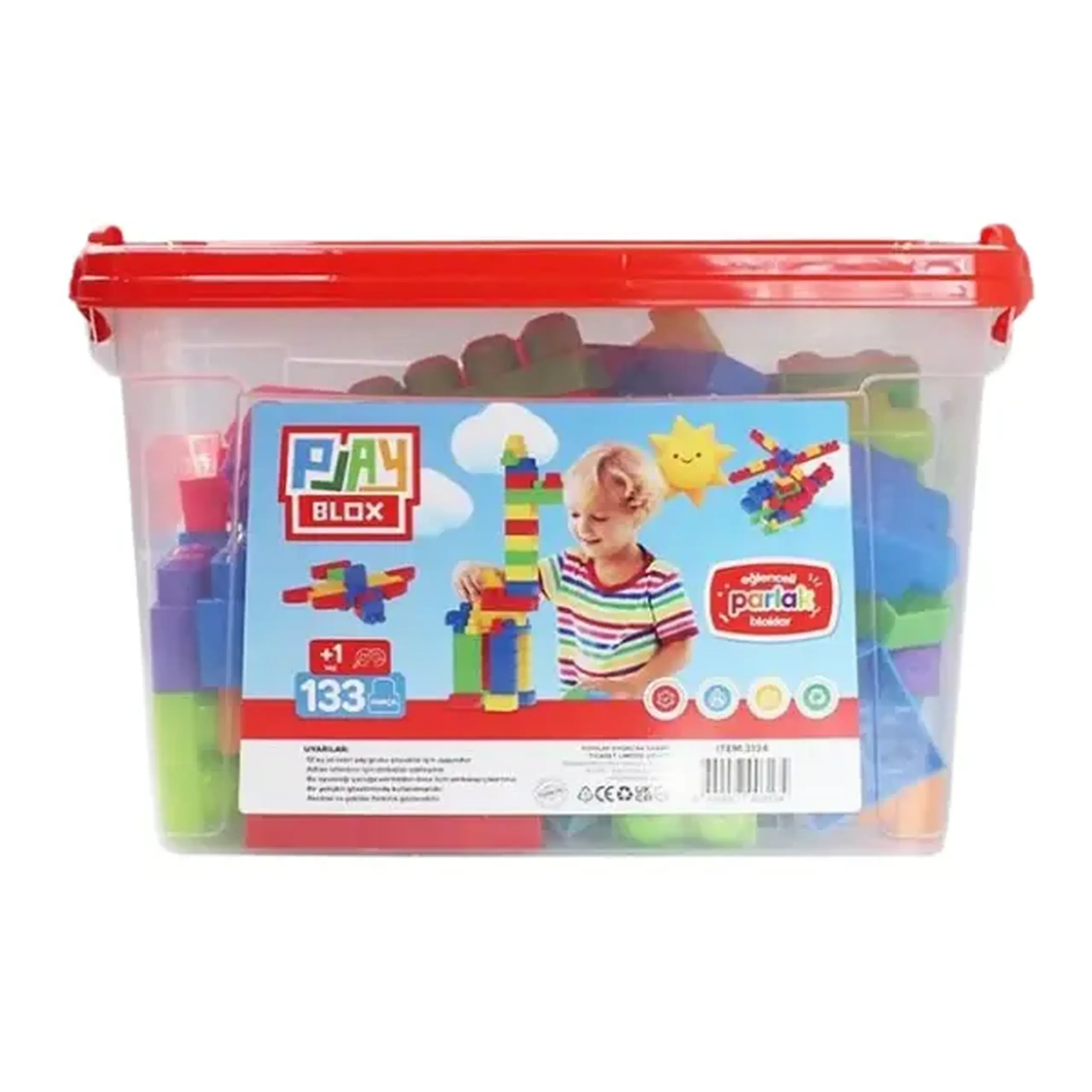 Set de construcție Găleată cu blocuri strălucitoare "Play Blox", 133 piese