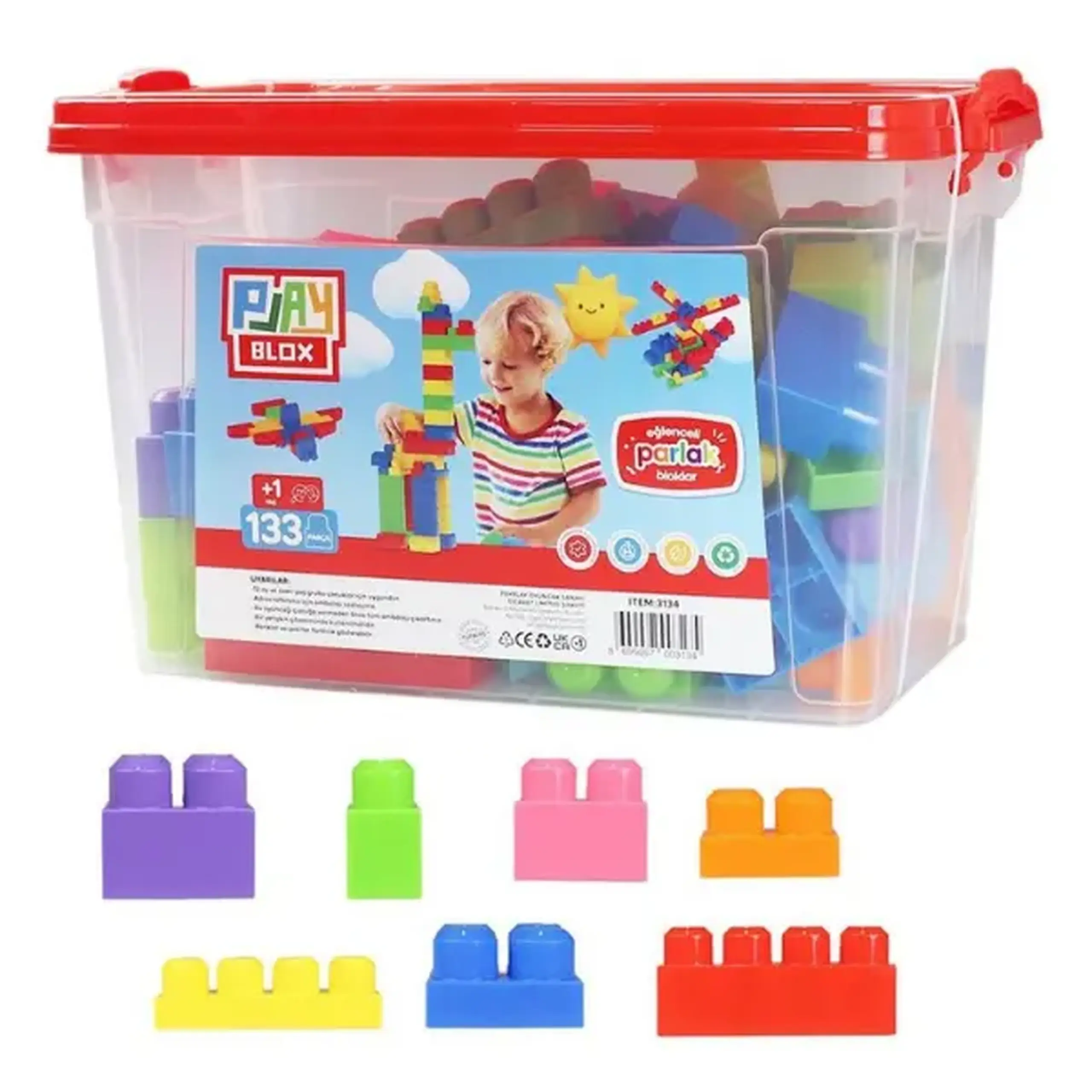 Set de construcție Găleată cu blocuri strălucitoare "Play Blox", 133 piese