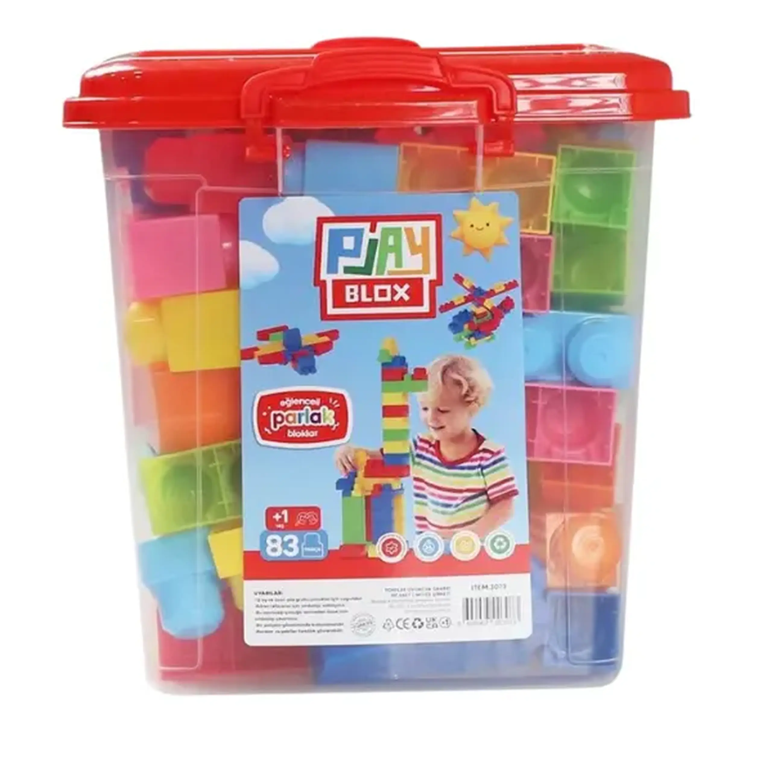 Set de construcție Găleată cu blocuri strălucitoare "Play Blox", 83 piese