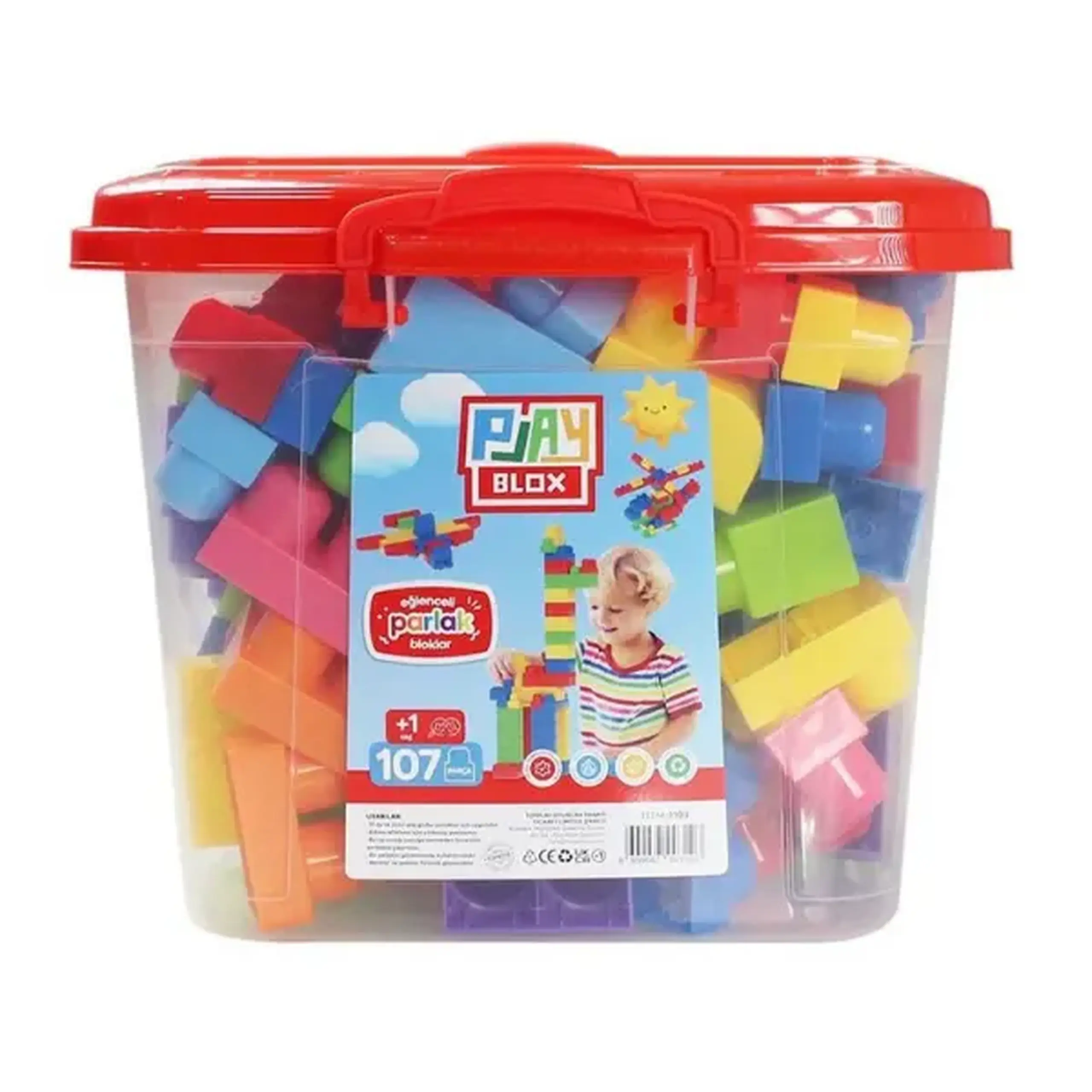 Set de construcție Găleată cu blocuri strălucitoare "Play Blox", 107 piese