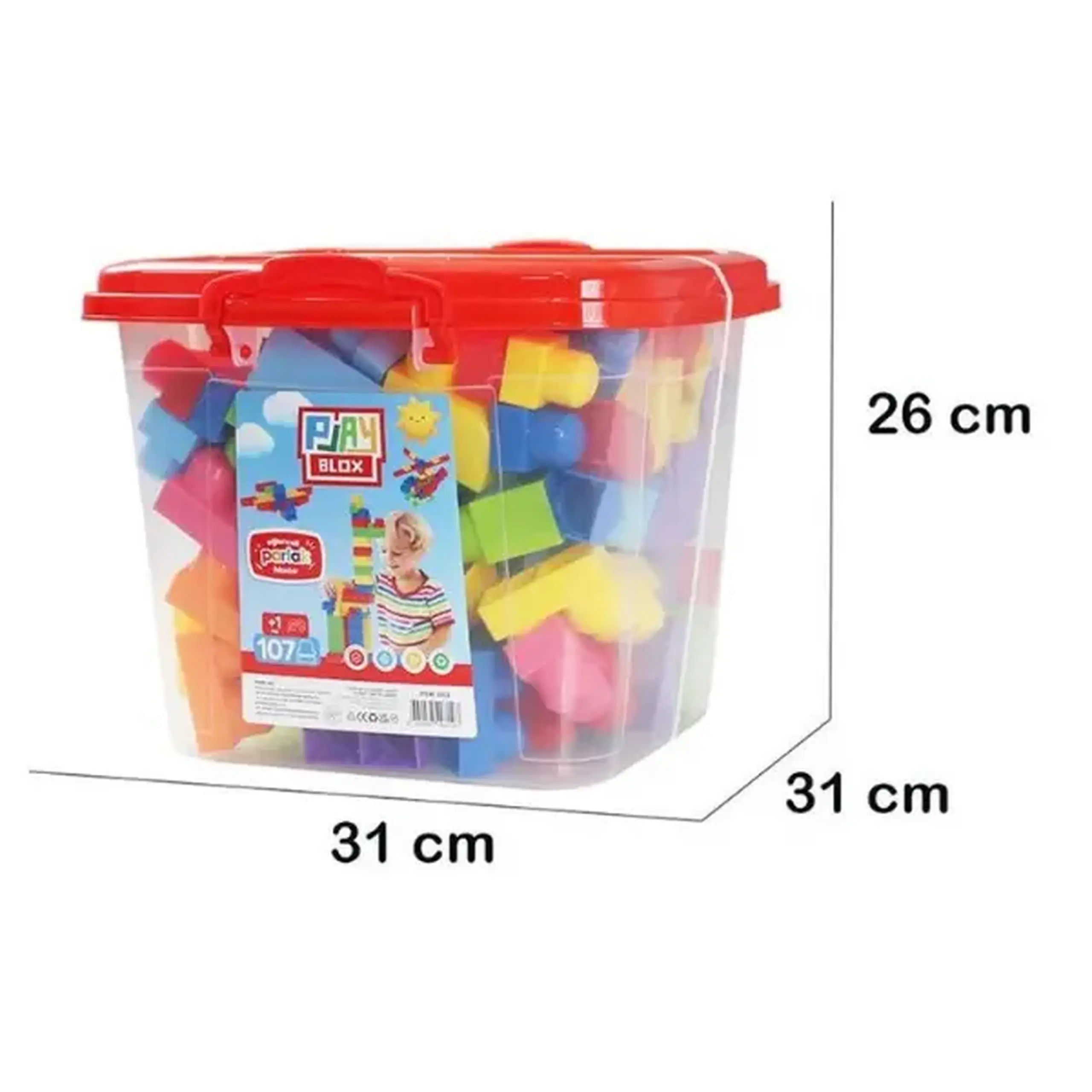 Set de construcție Găleată cu blocuri strălucitoare "Play Blox", 107 piese