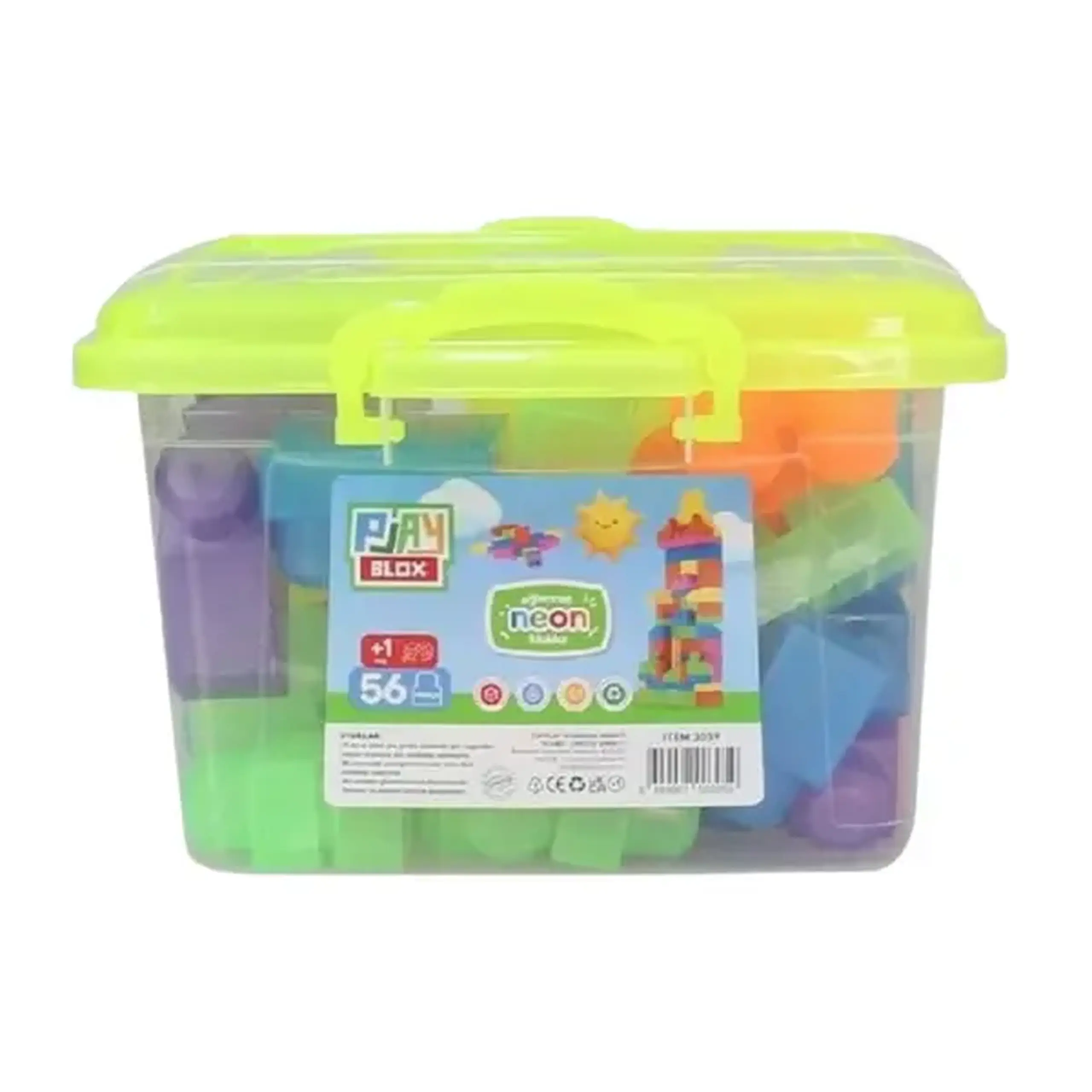 Set de construcție Găleată cu blocuri neon "Play Blox", 56 piese
