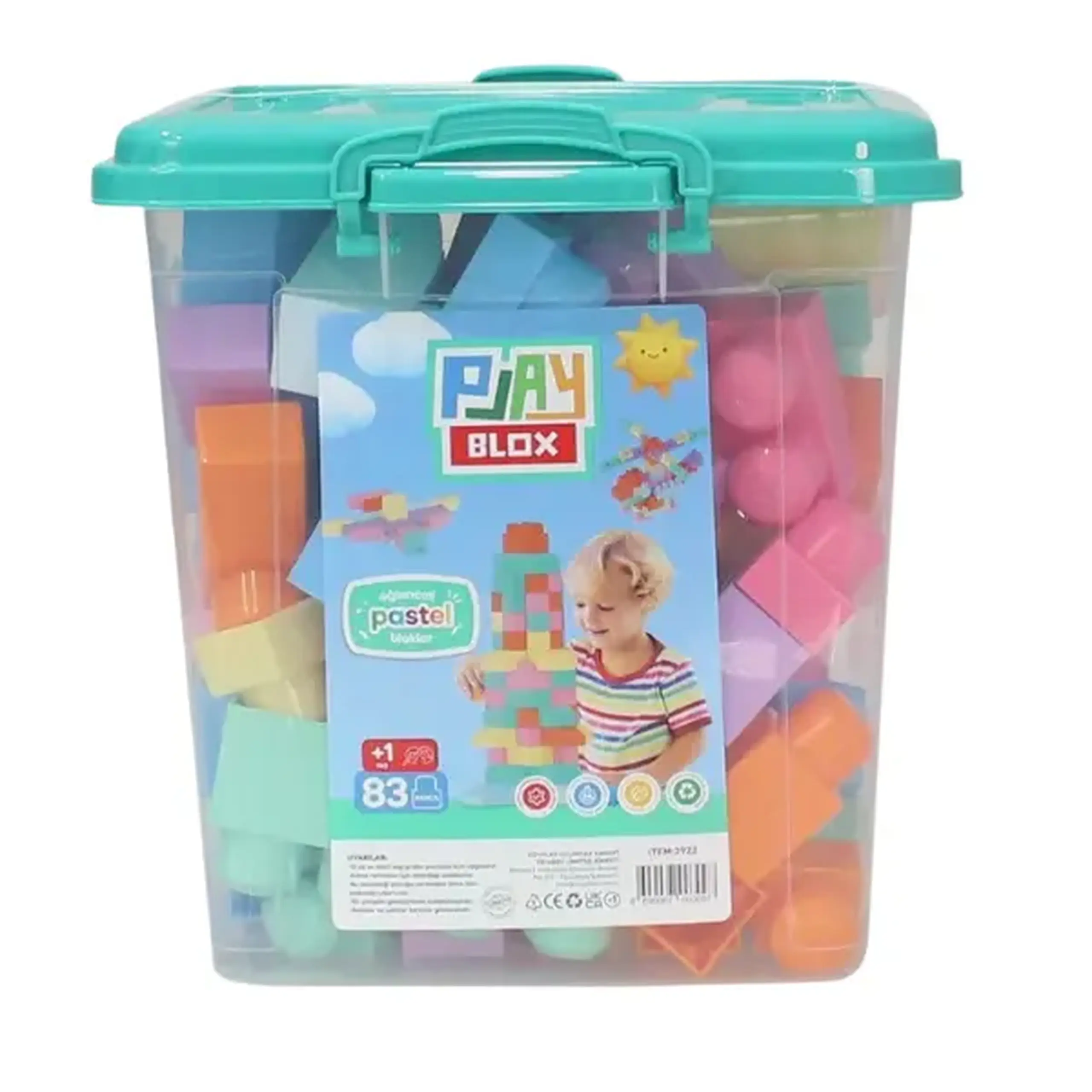 Set de construcție Găleată cu blocuri pastel "Play Blox", 83 piese