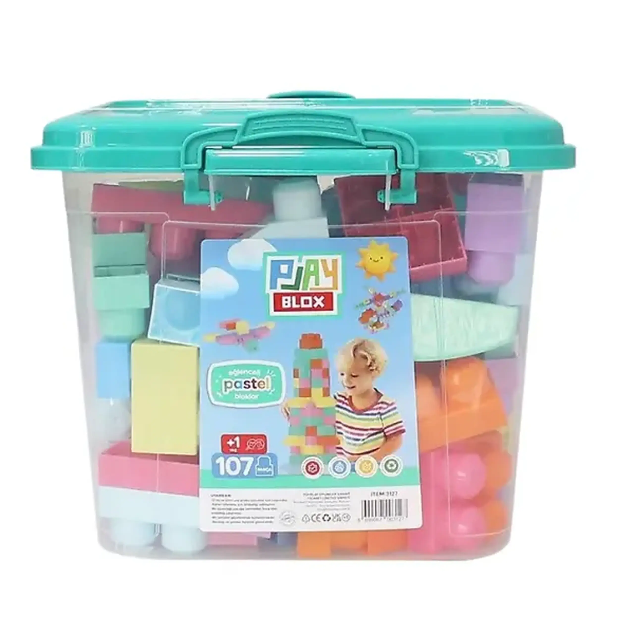 Set de construcție Găleată cu blocuri pastel "Play Blox", 107 piese