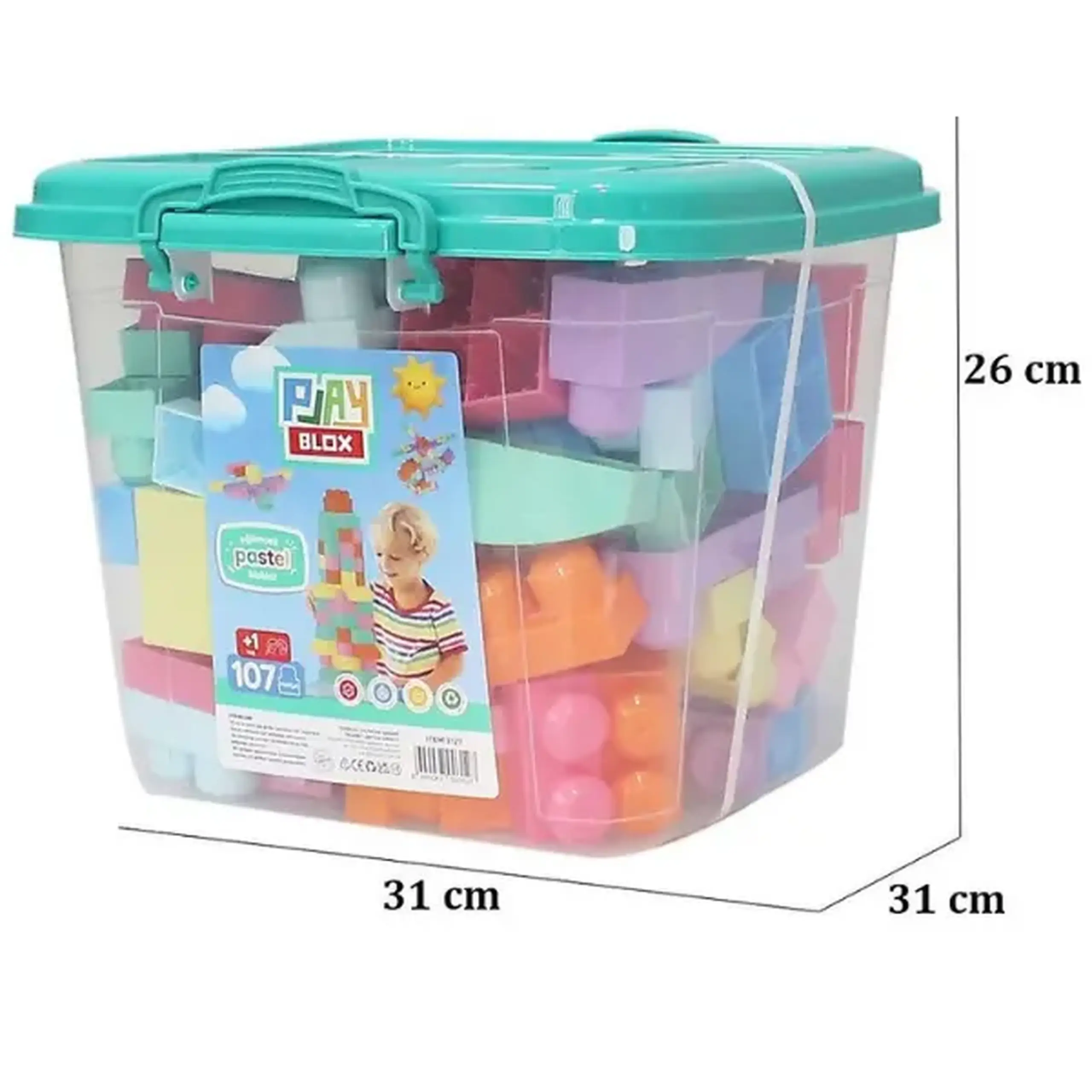 Set de construcție Găleată cu blocuri pastel "Play Blox", 107 piese
