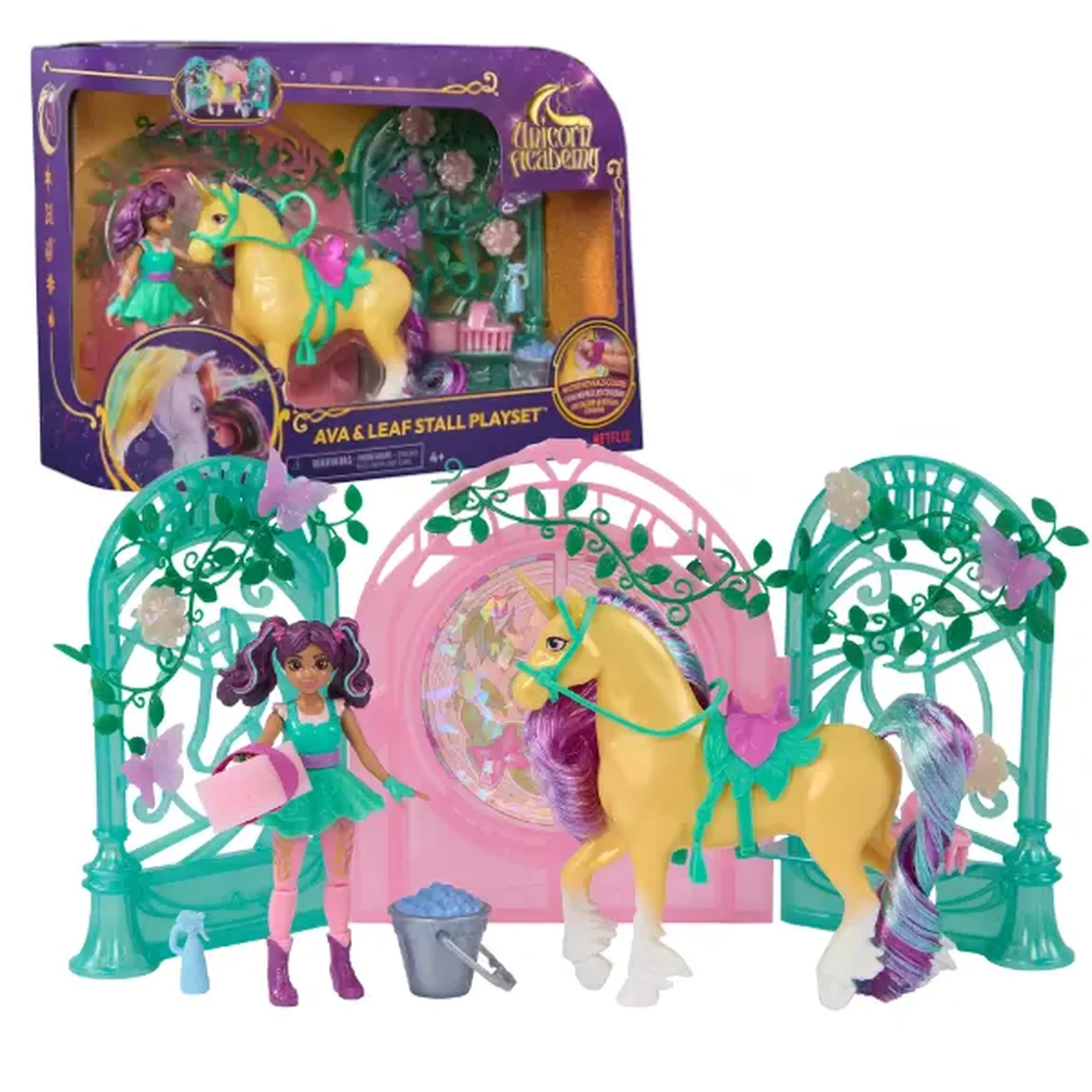 Set de joacă „Academia Unicornilor: Ava și Leaf cu grajdul magic”