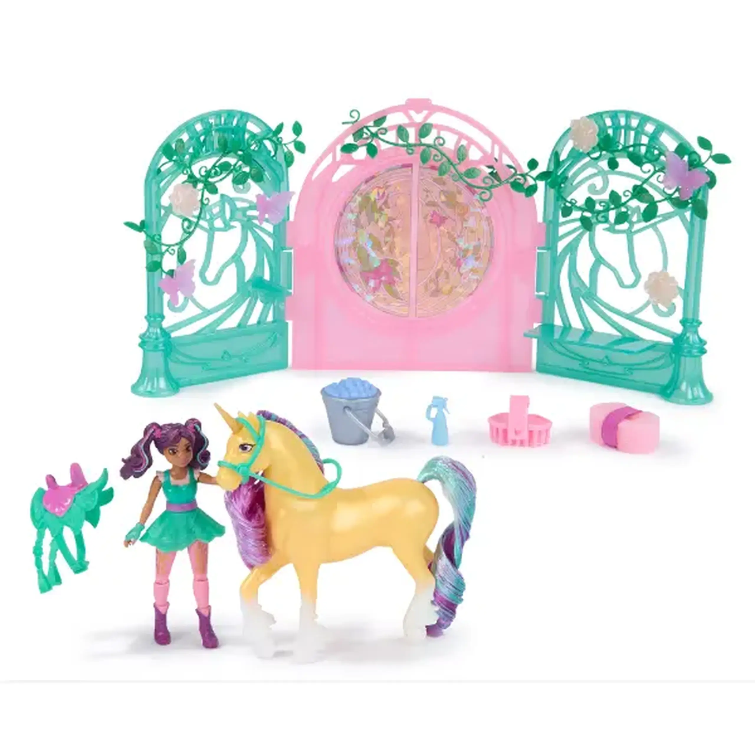 Set de joacă „Academia Unicornilor: Ava și Leaf cu grajdul magic”