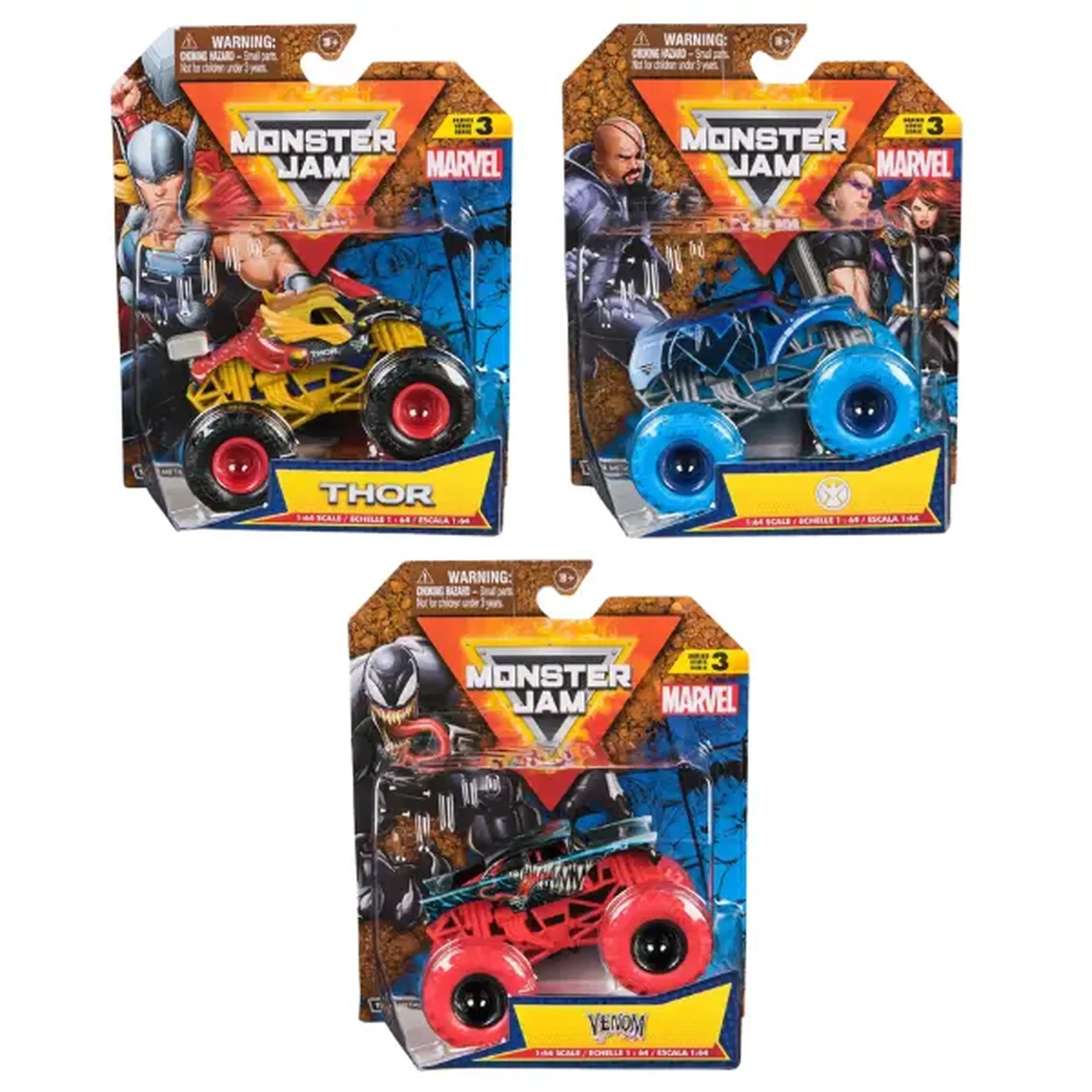 Monster truck Marvel "Monster Jam" 1:64, în as.