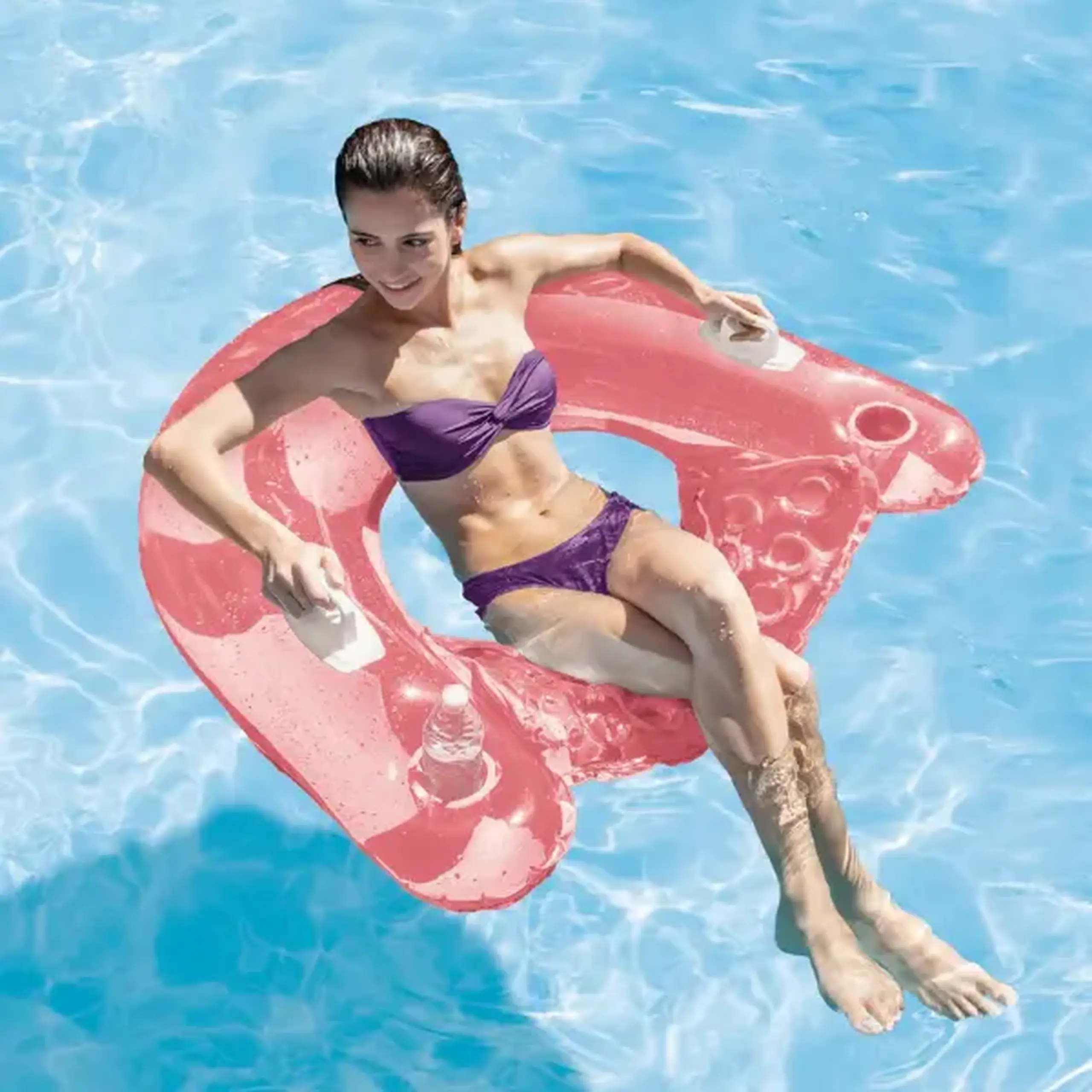 INTEX Șezlong gonflabil 152×99 cm cu mânere, până la 100 kg, 2 culori