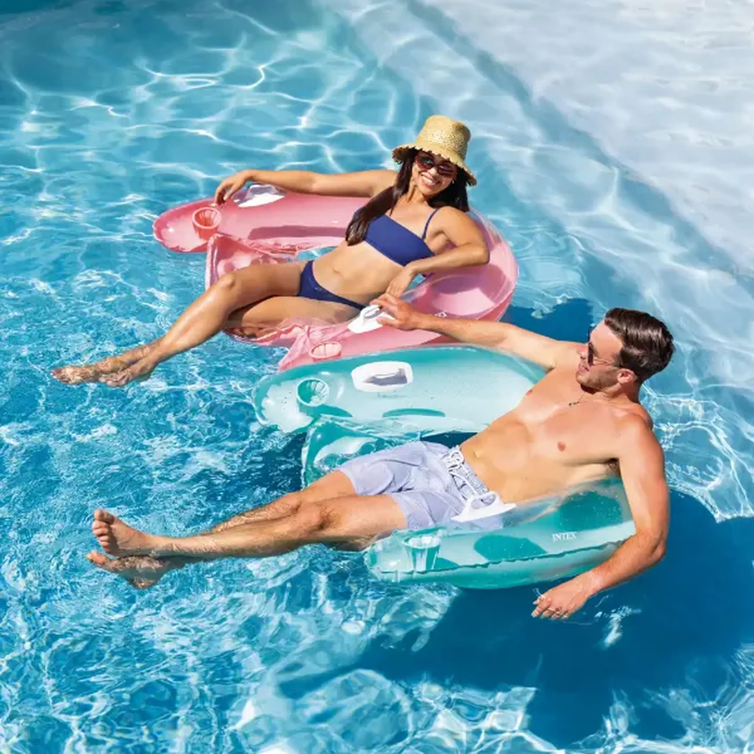 INTEX Șezlong gonflabil 152×99 cm cu mânere, până la 100 kg, 2 culori