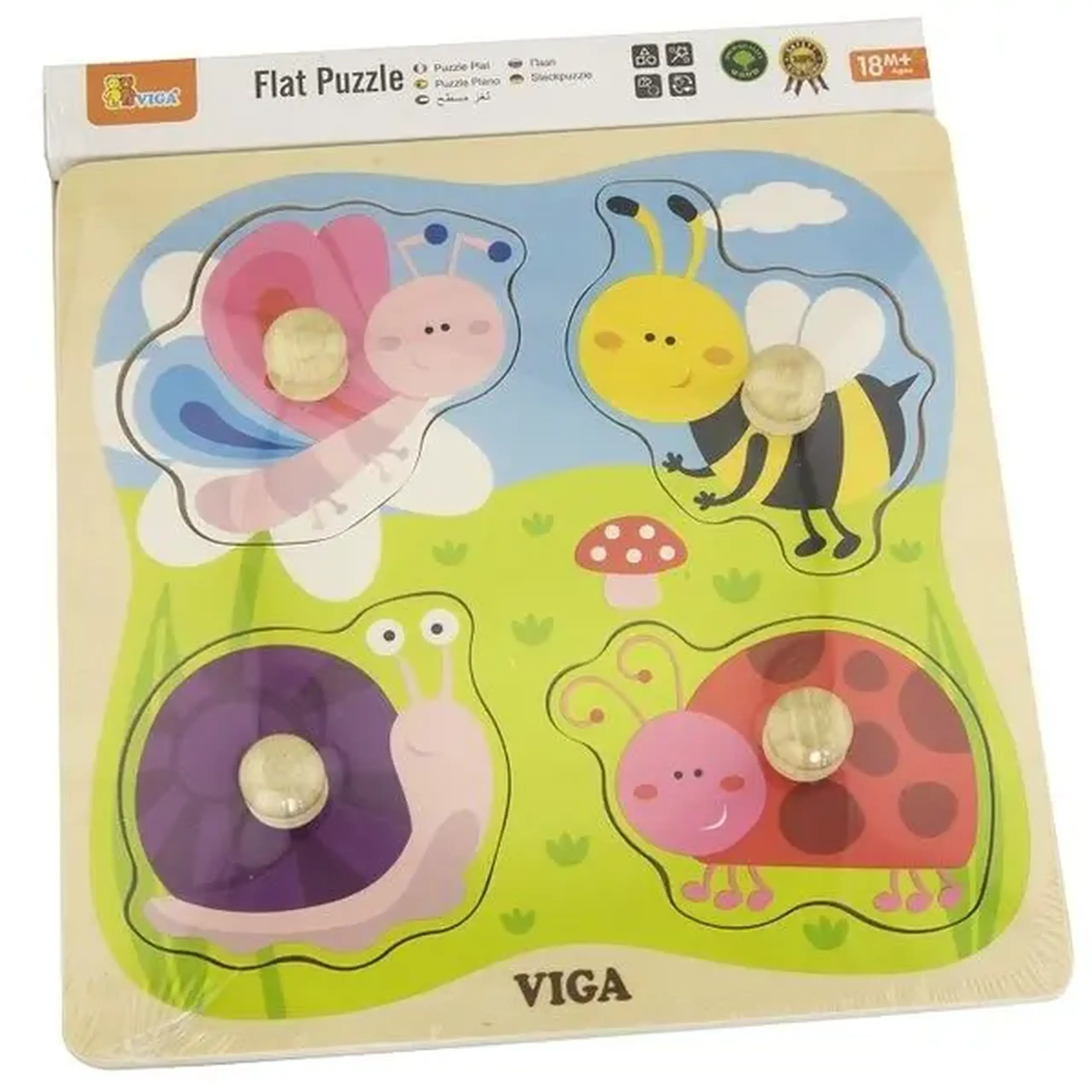 Puzzle din lemn cu buton „Insecte”