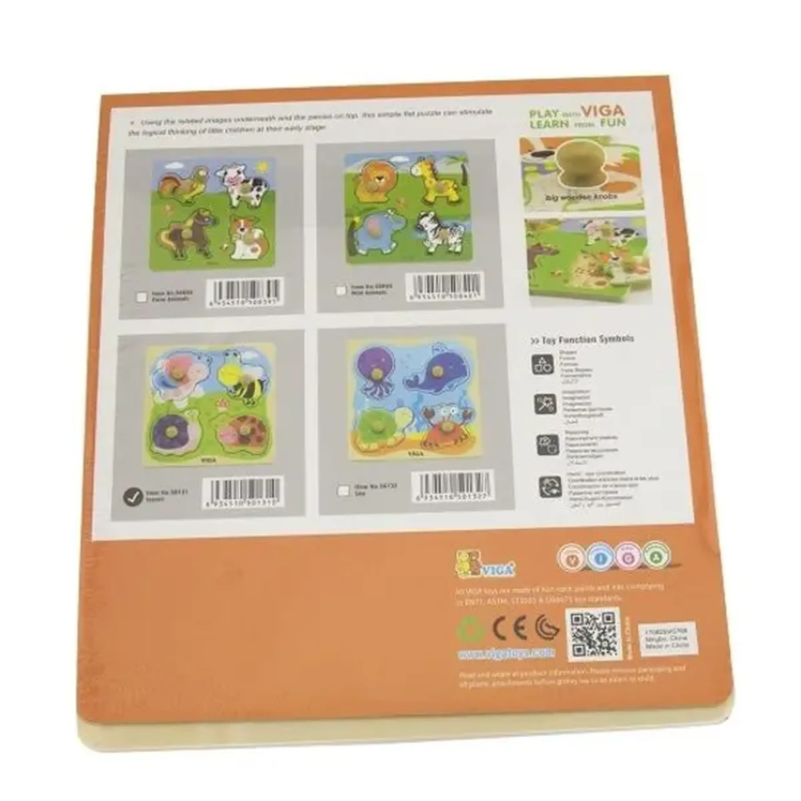 Puzzle din lemn cu buton „Insecte”