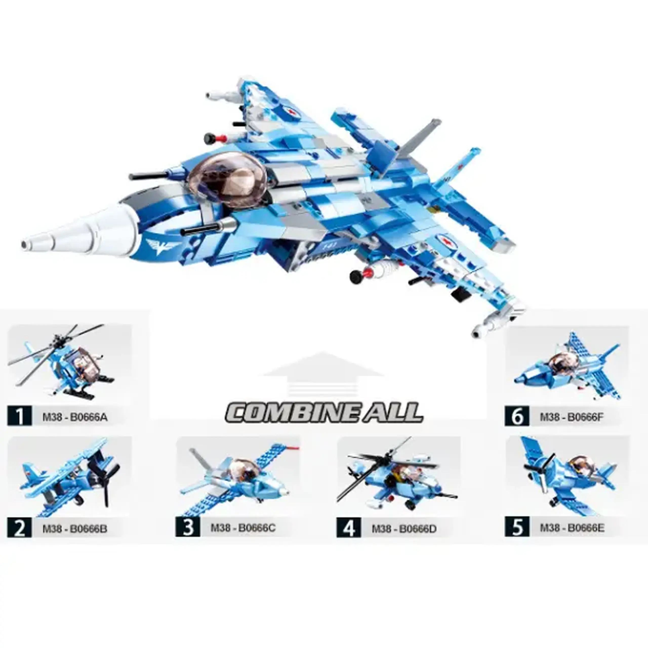 Set de construcție ”Avion de luptă”, 6 modele, de la 101 pînă la 129 elem.