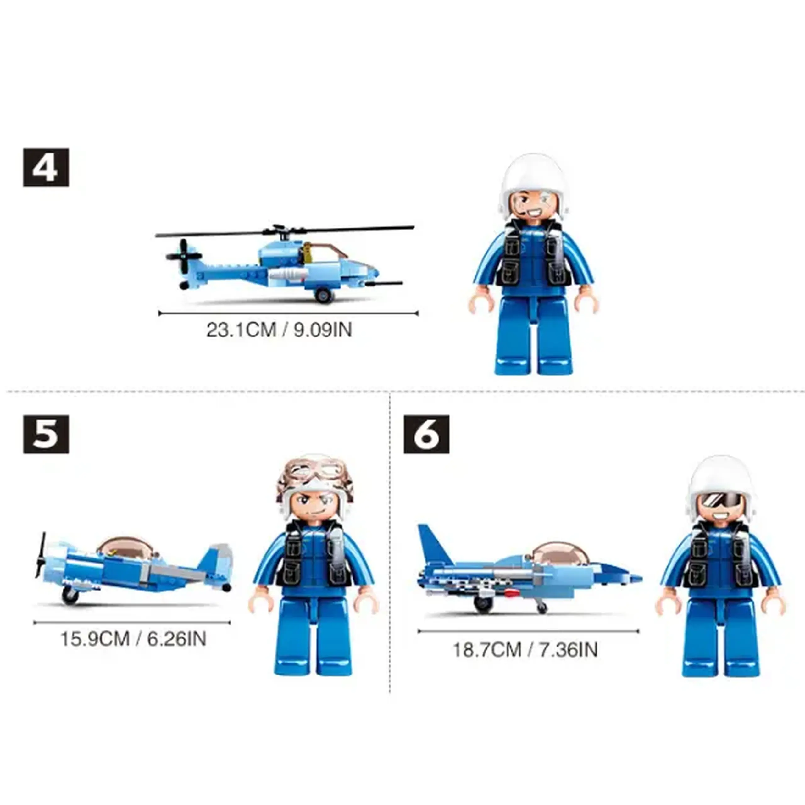 Set de construcție ”Avion de luptă”, 6 modele, de la 101 pînă la 129 elem.