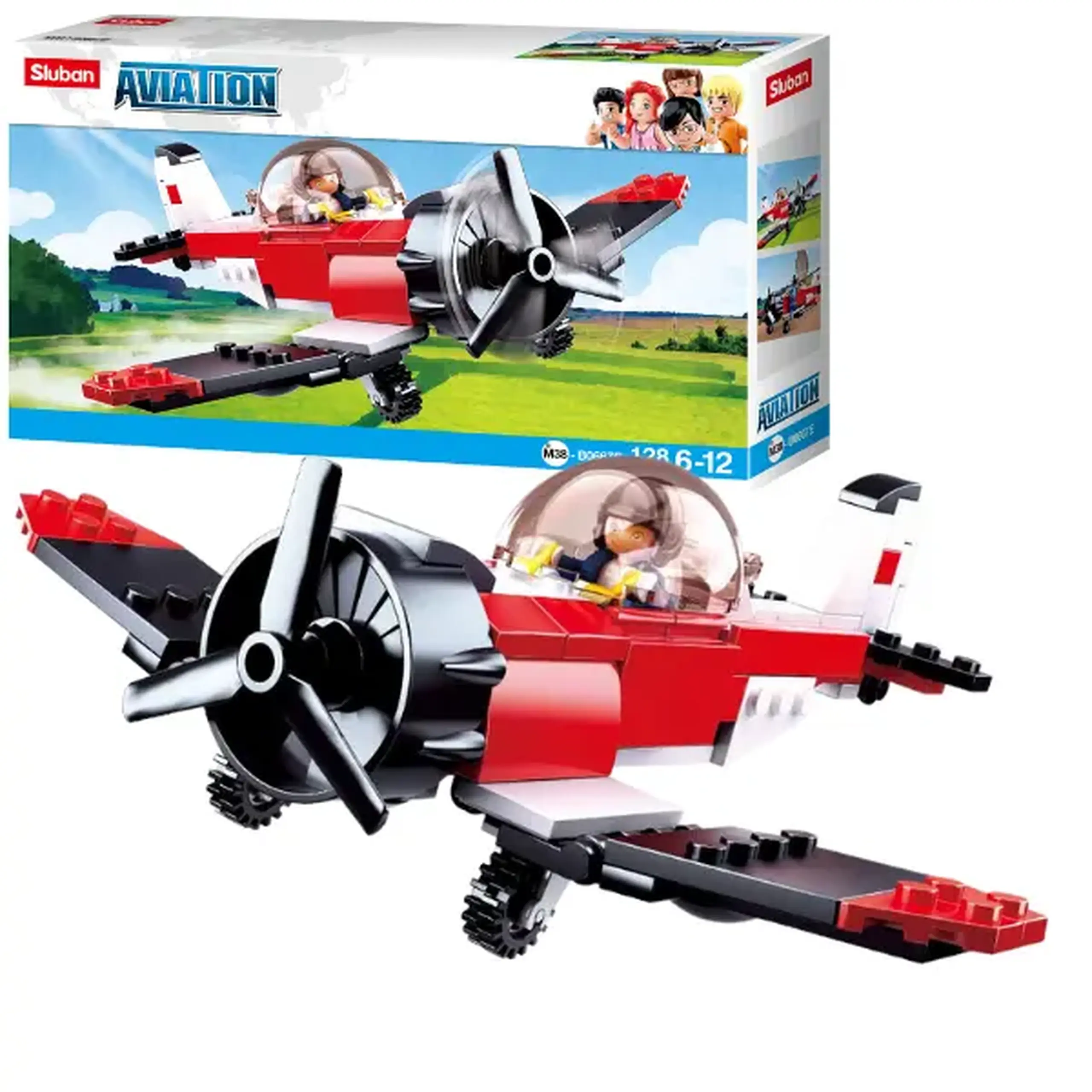 Set de construcție „Avion agricol”, 128 elem.