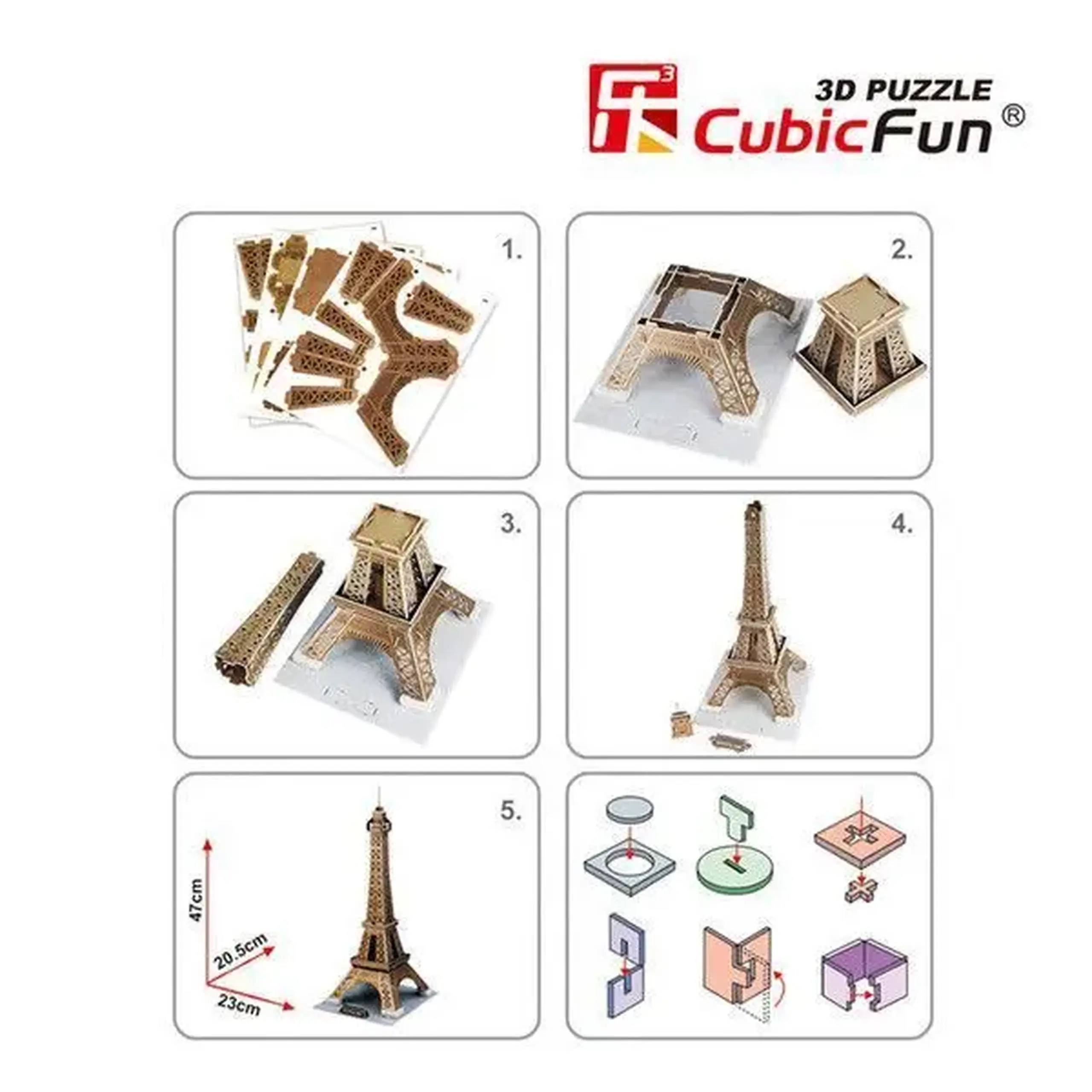 3D puzzle Turnul Eiffel, 39 elemente