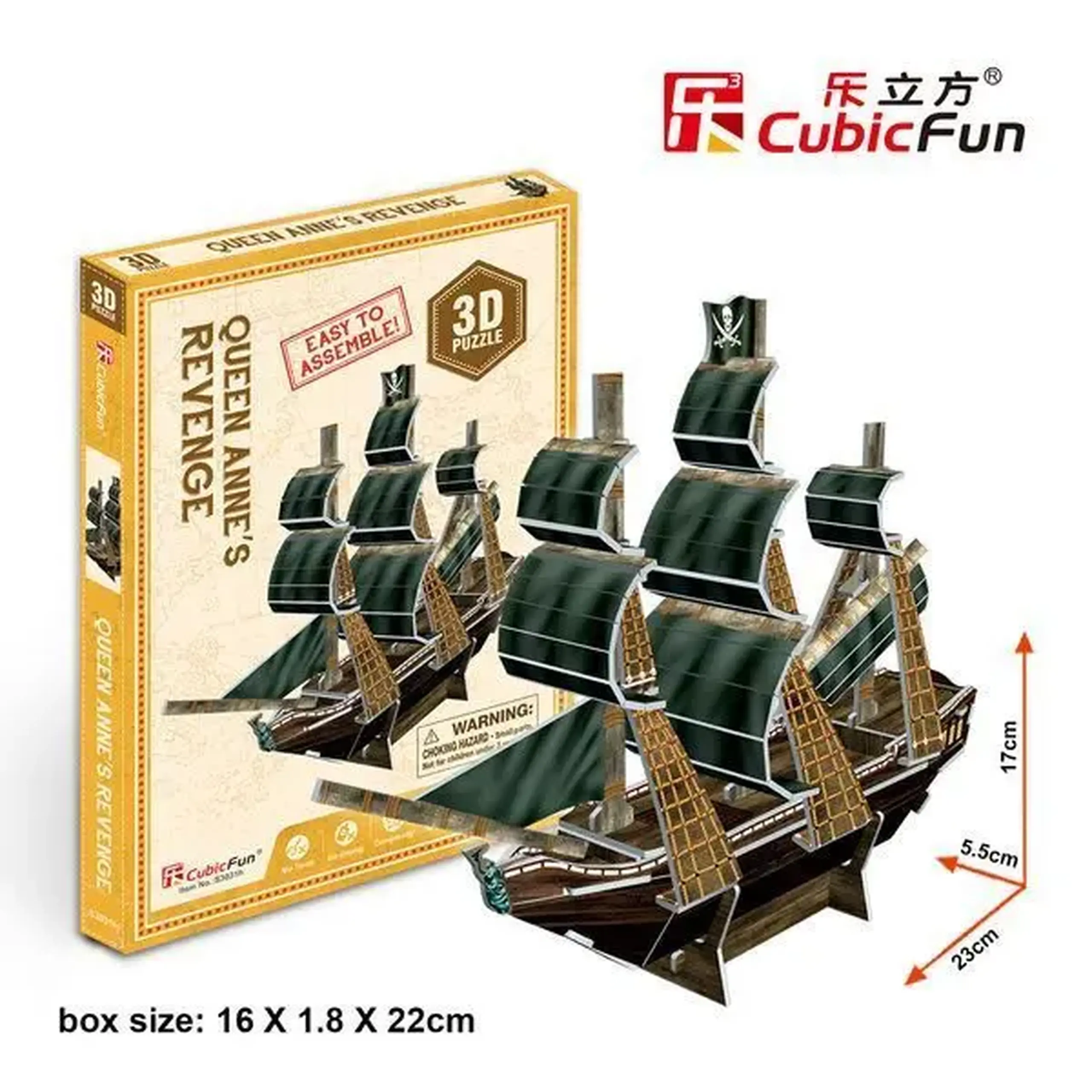 3D puzzle Mini-corabie de pirați “Răzbunarea Reginei Ana”, 24 elemente