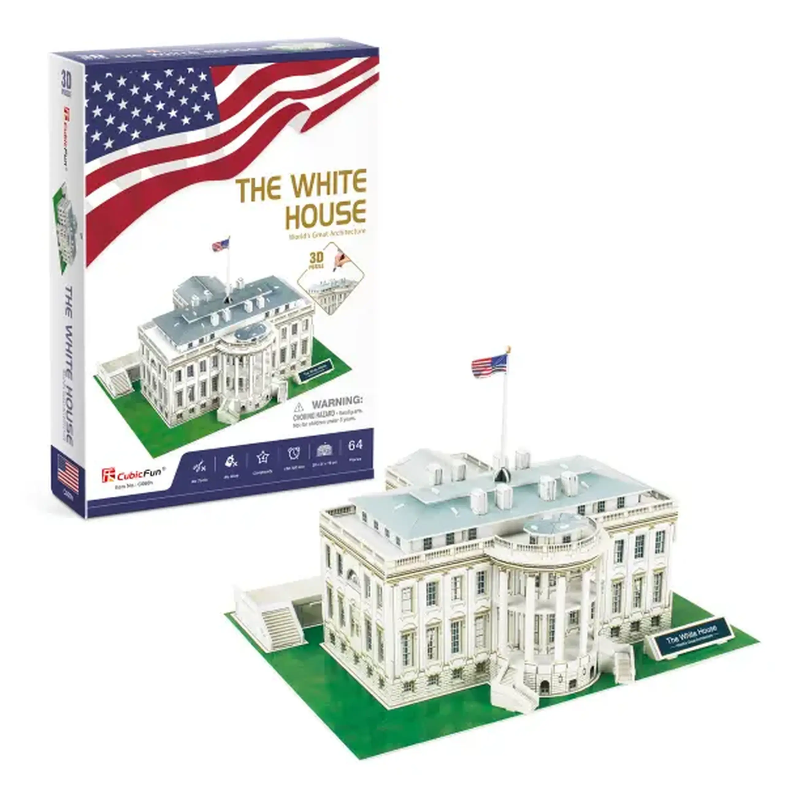 3D Puzzle Casa albă, 64 de elemente