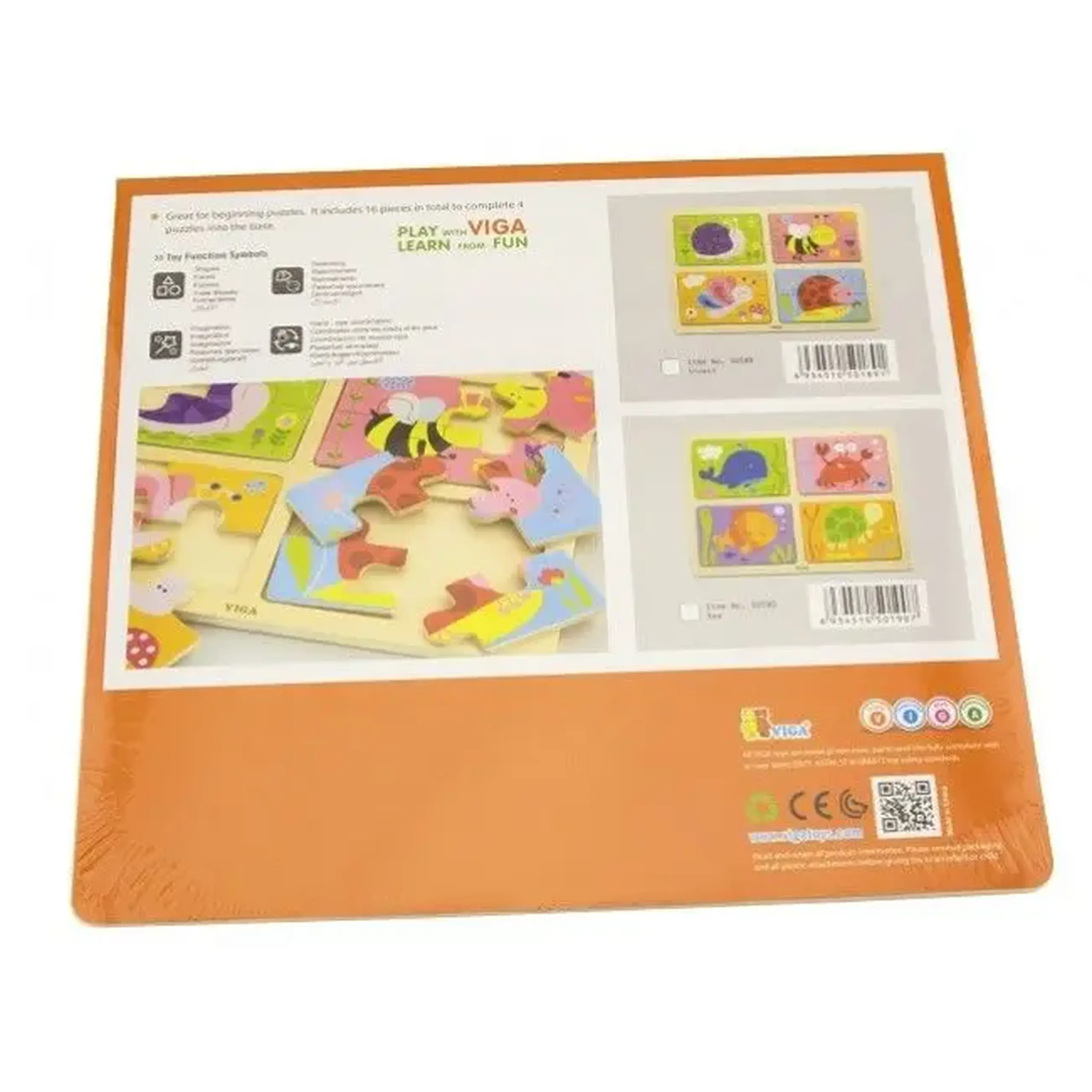 Puzzle din lemn 4 în 1 „Insecte”
