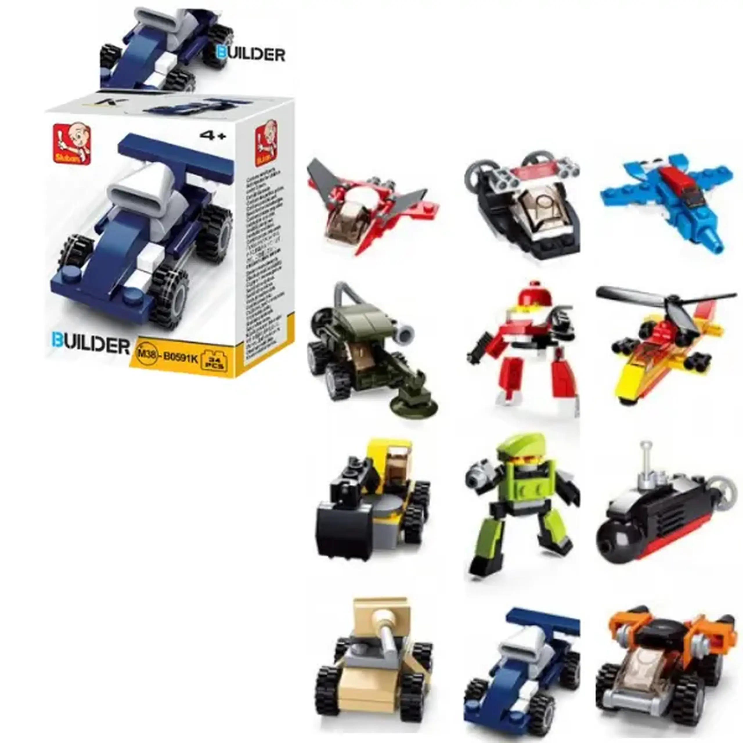 Set de construcție ”Construiește un automobil”, 12 modele, de la 18 pînă la 31 elem.