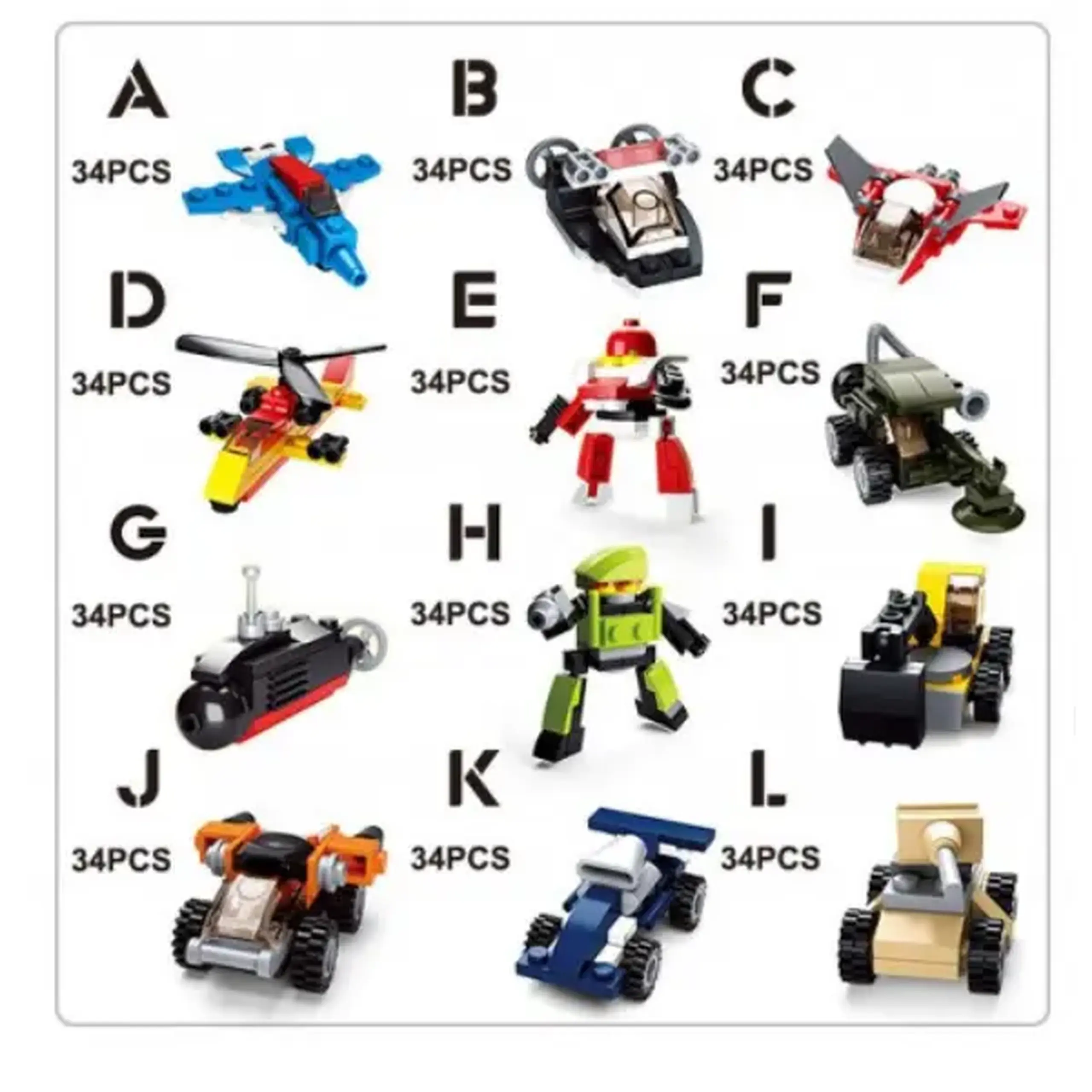 Set de construcție ”Construiește un automobil”, 12 modele, de la 18 pînă la 31 elem.