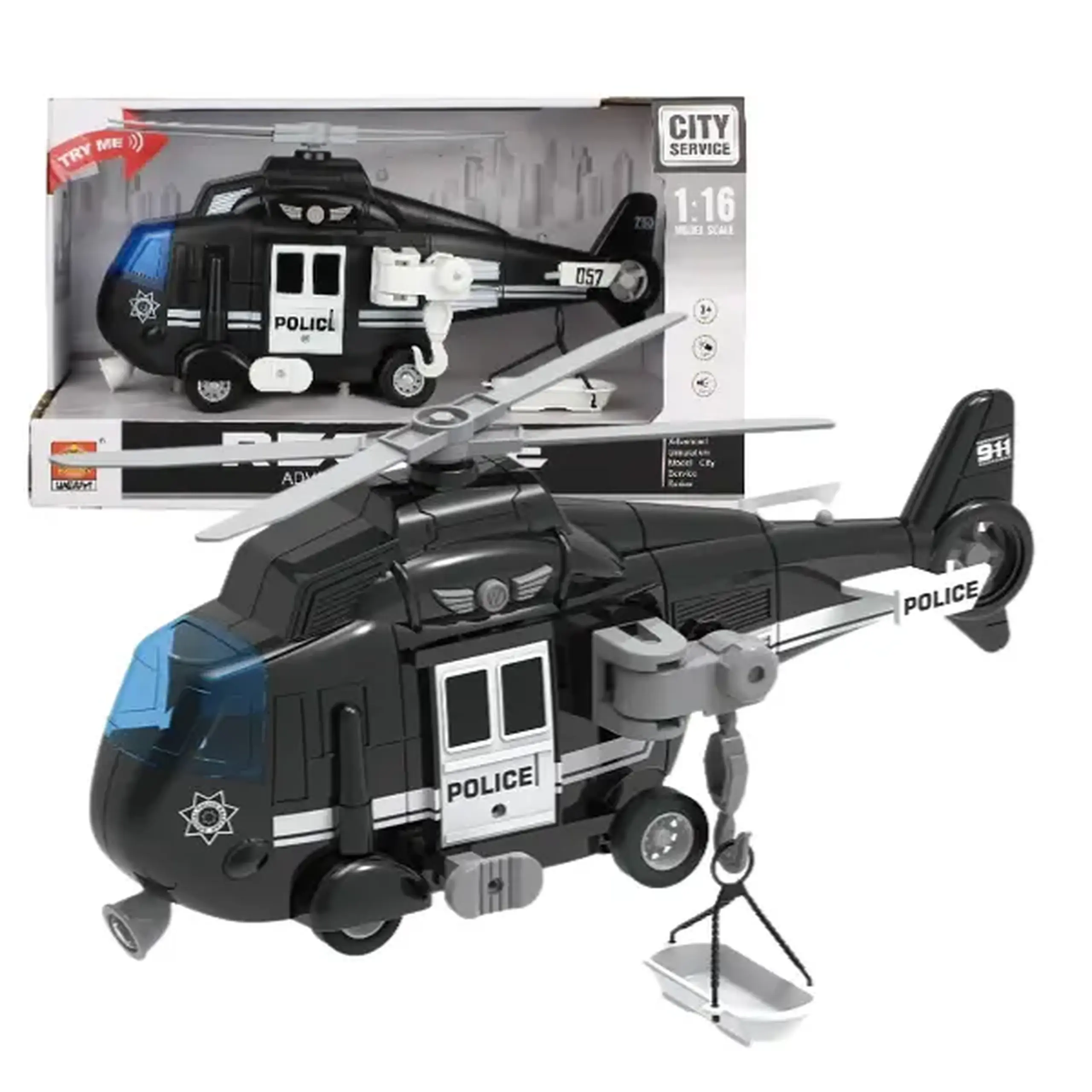 1:16 Elicopter de poliție cu fricțiune (lumini /sunete)