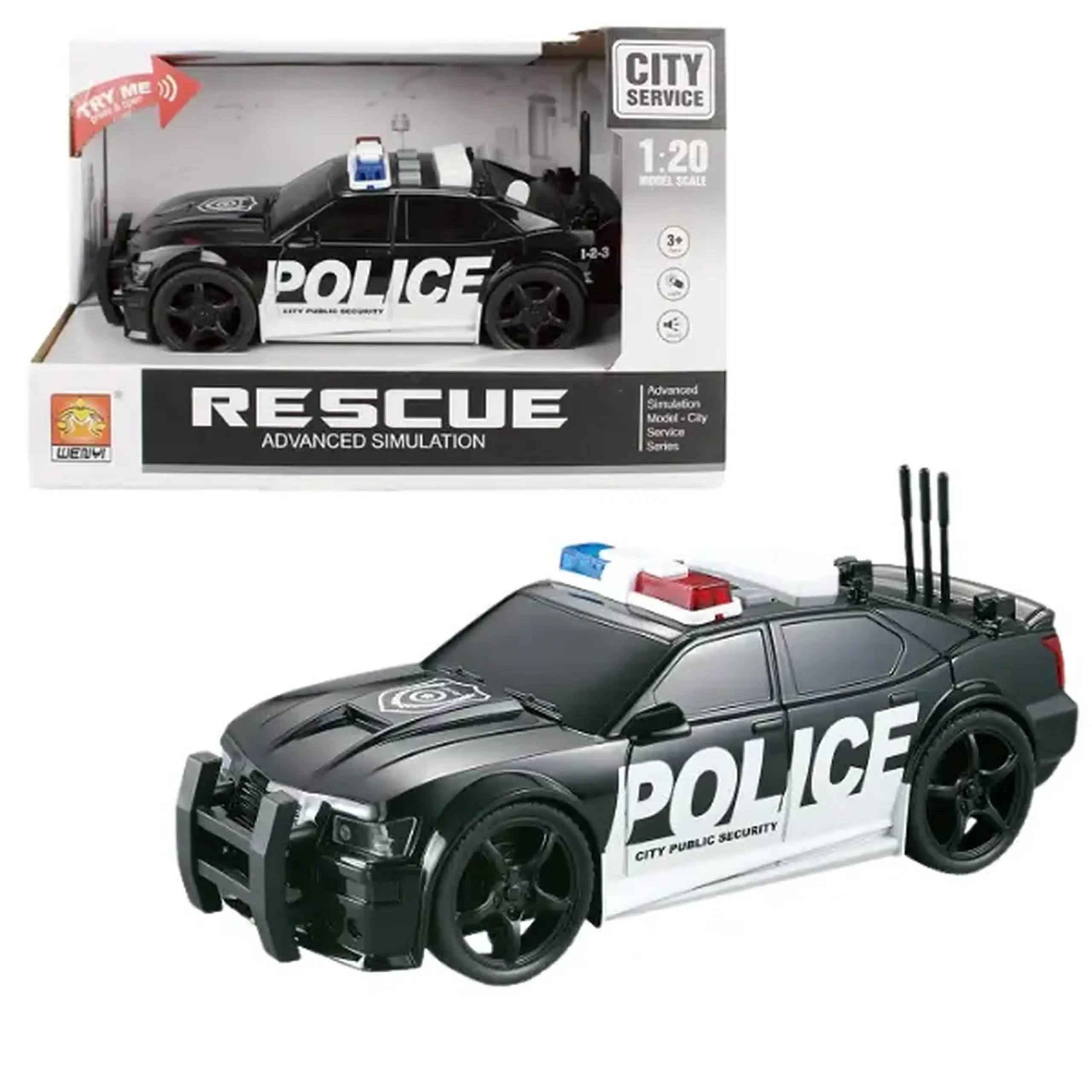 1:20 Mașină de poliție cu fricțiune (lumini /sunete)