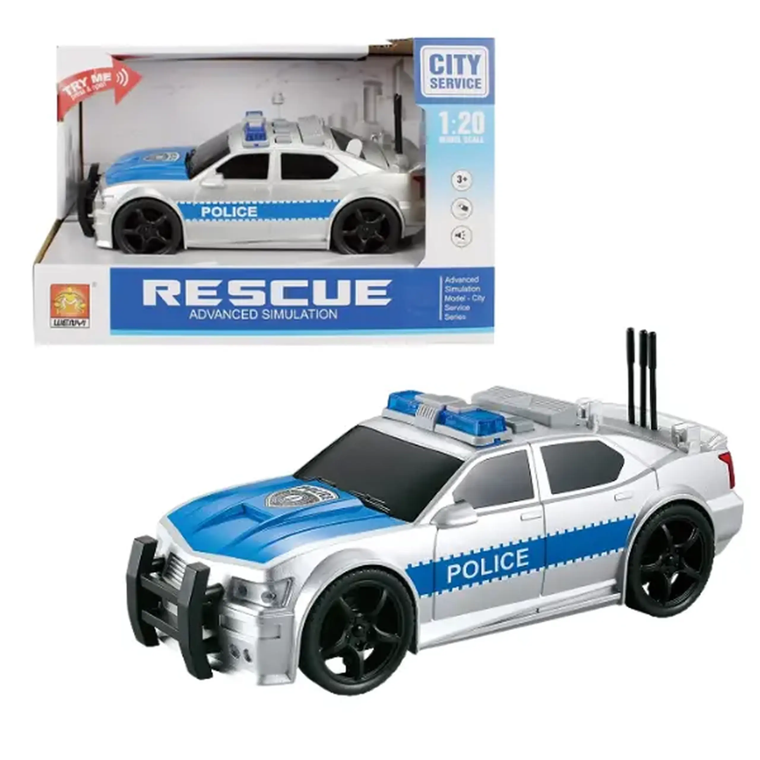 1:20 Mașină de poliție cu fricțiune (lumini /sunete)