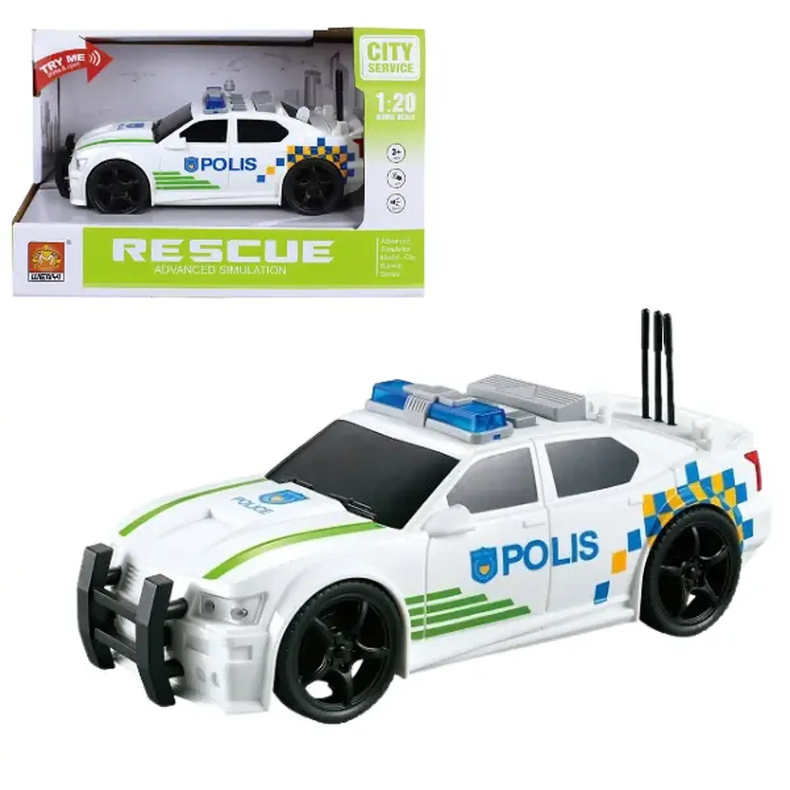 1:20 Mașină de poliție cu fricțiune (lumini /sunete)