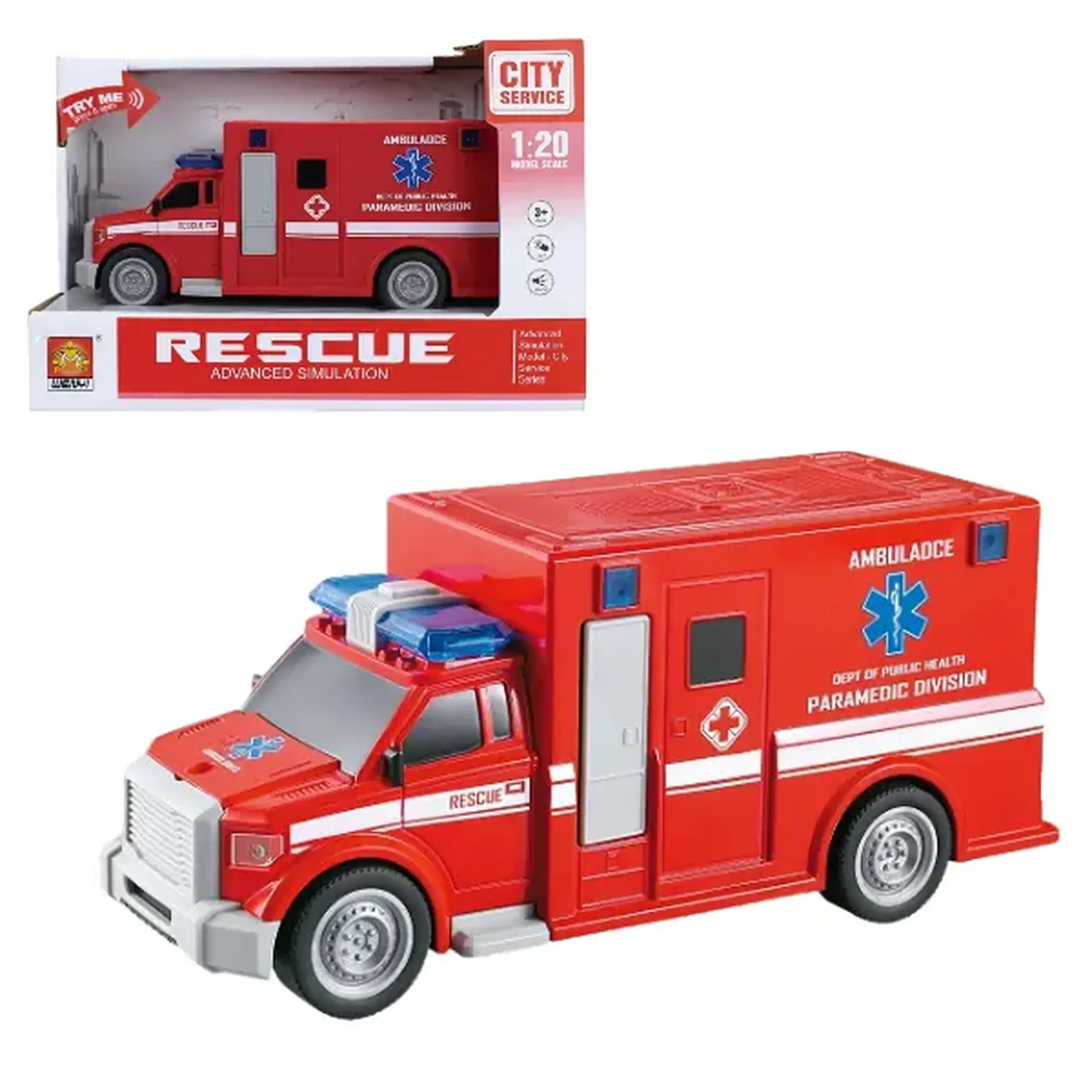 1:20 Ambulanță cu fricțiune (lumini /sunete)