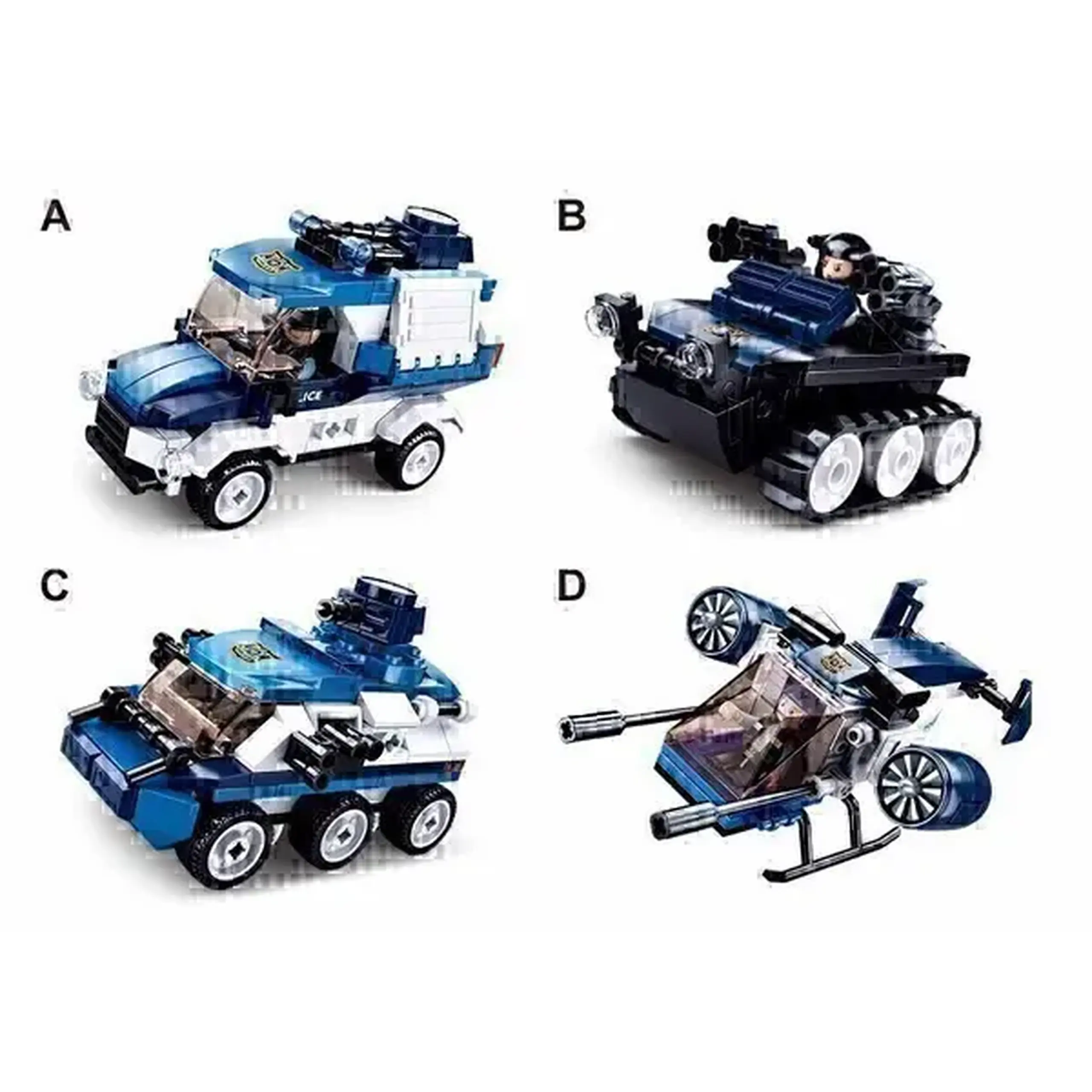 CONSTRUCTOR POLICE 4 INTO 1, 4 modele, de la 105 pînă la 116 elem.
