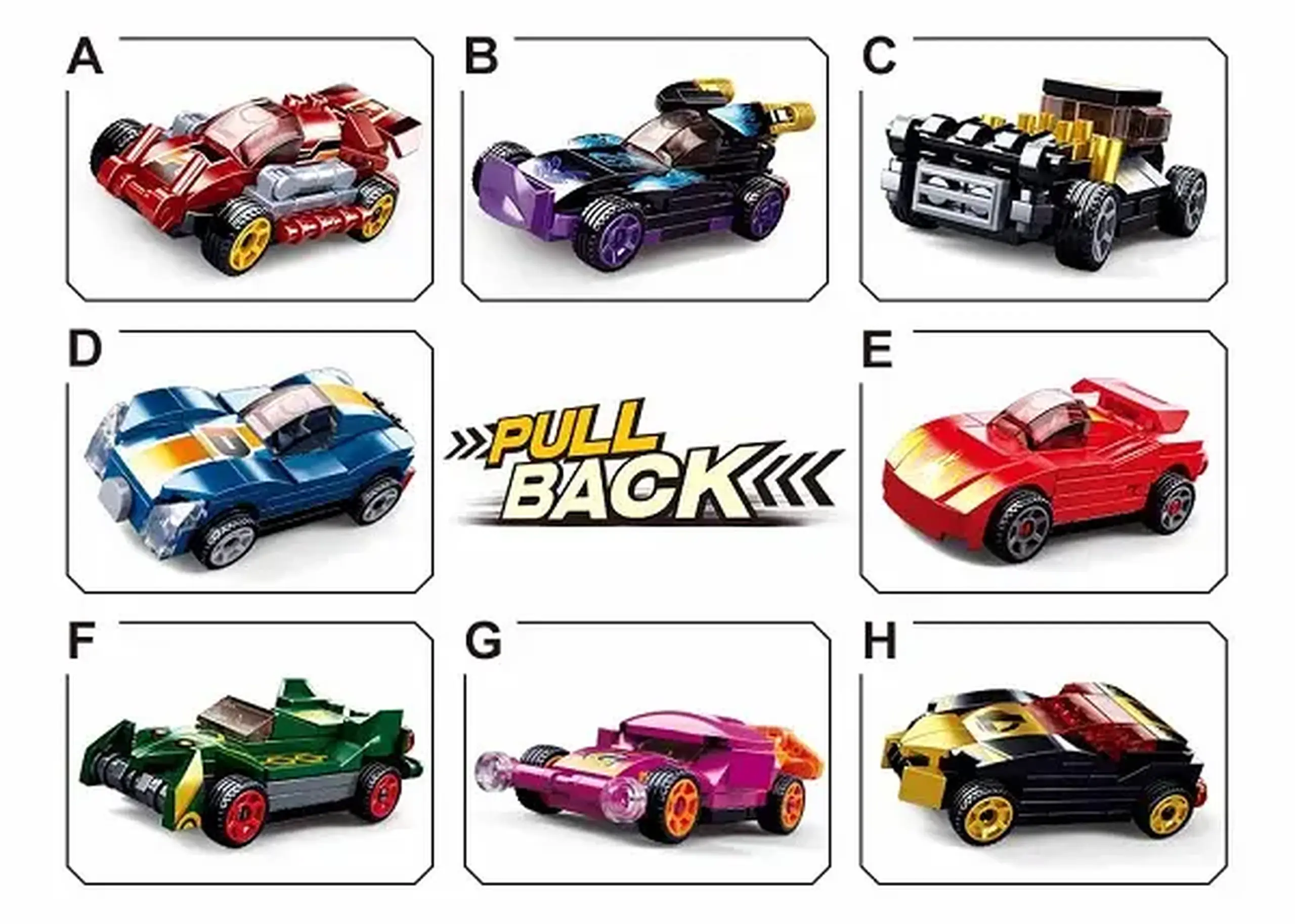 Set de construcție ”Mașină sport”, cu inerție 8 modele, de la 48 pînă la 55 elem.