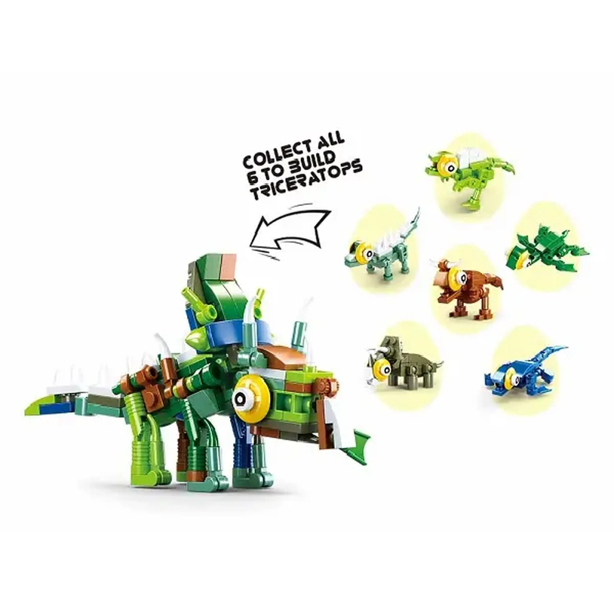 CONSTRUCTOR QBRICKS — Egg Dino, 12 modele, de la 40 pînă la 50 elem.