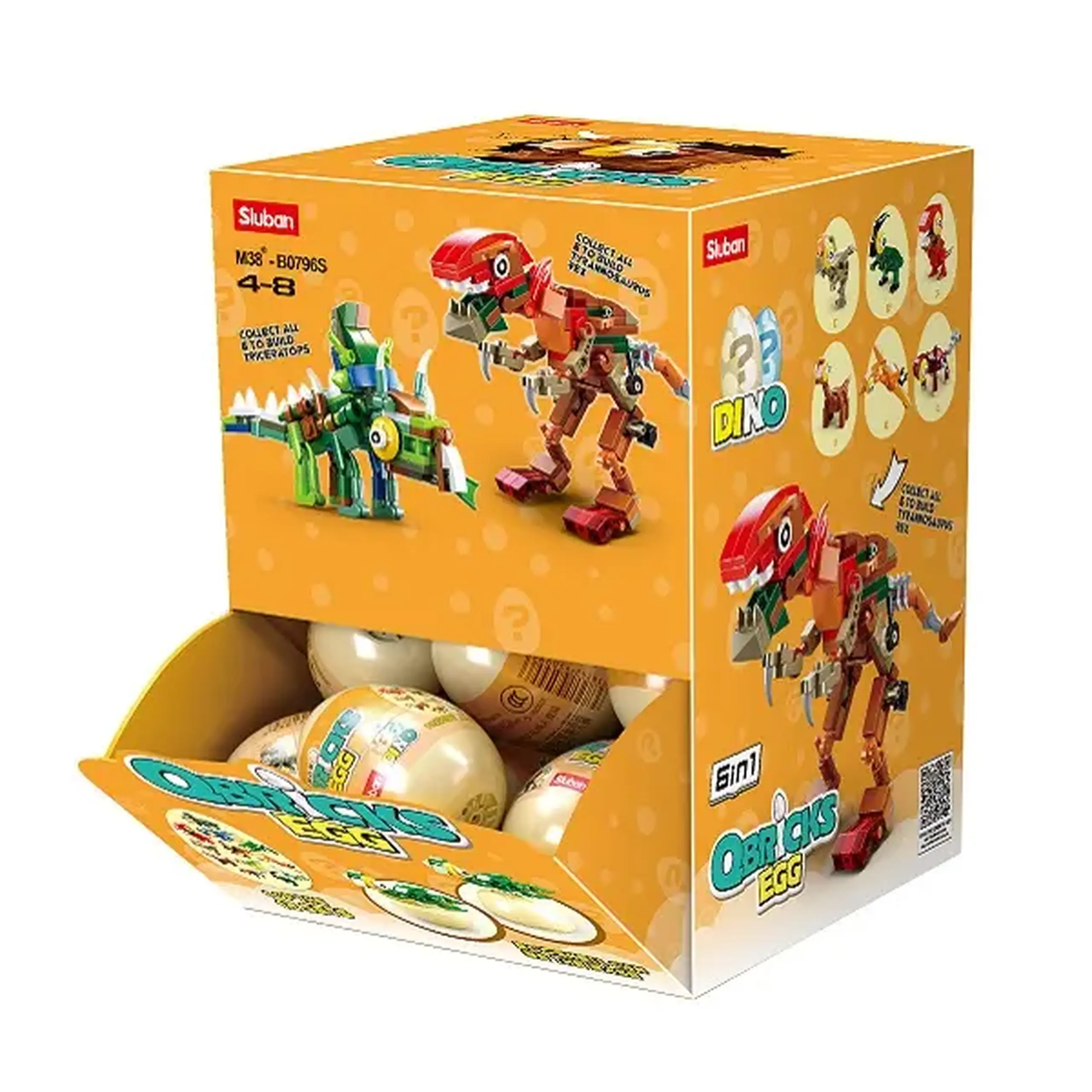 CONSTRUCTOR QBRICKS — Egg Dino, 12 modele, de la 40 pînă la 50 elem.