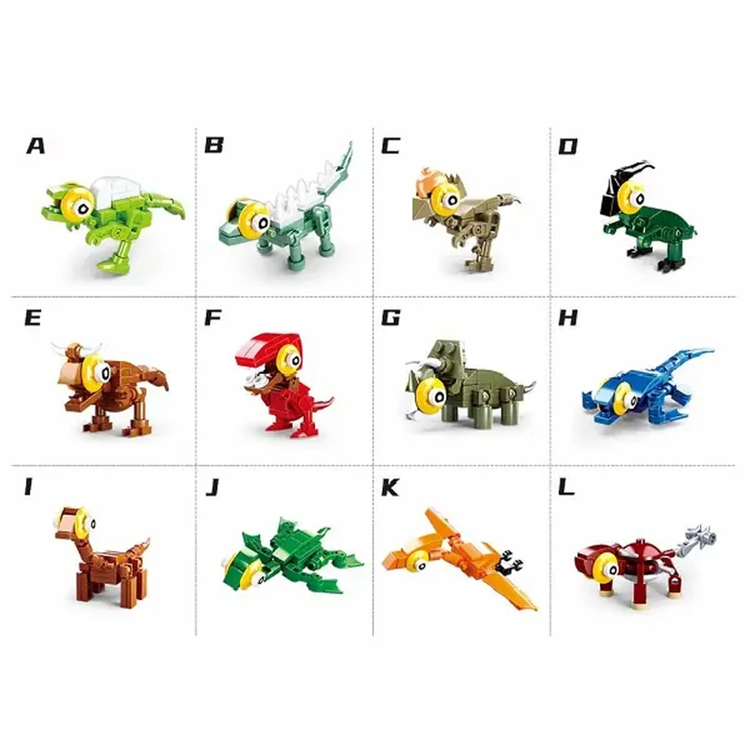 CONSTRUCTOR QBRICKS — Egg Dino, 12 modele, de la 40 pînă la 50 elem.