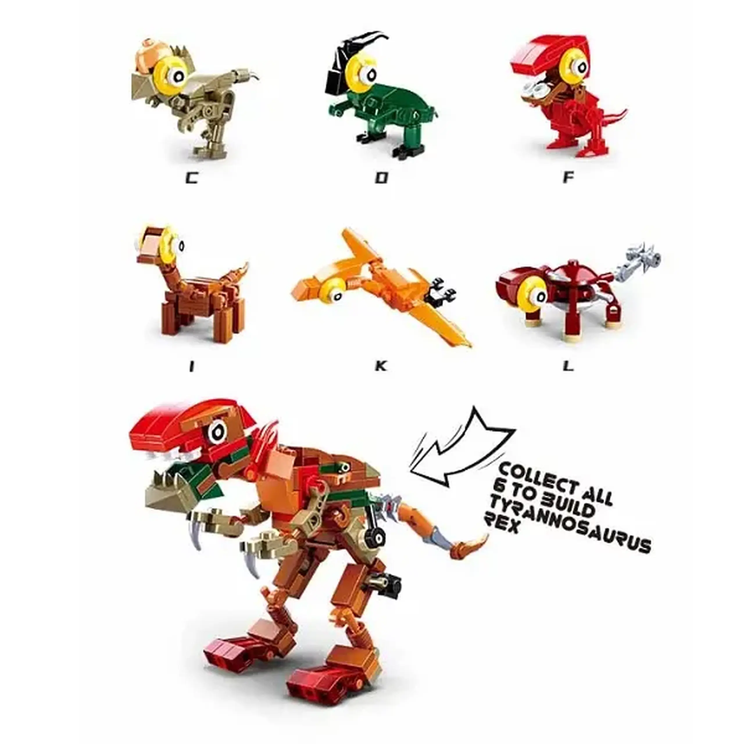 CONSTRUCTOR QBRICKS — Egg Dino, 12 modele, de la 40 pînă la 50 elem.