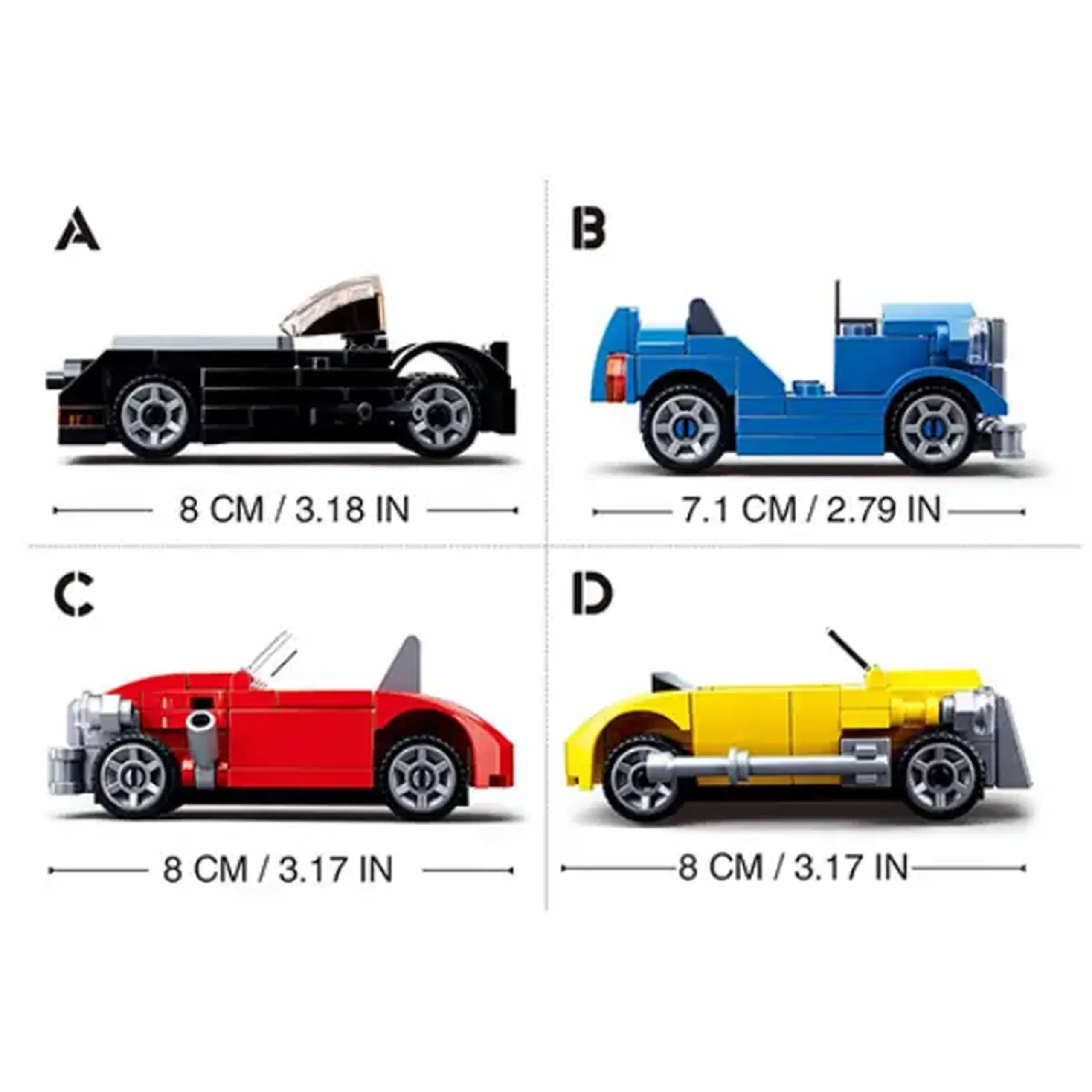 Set de construcție ”Asamblează Hotrod”, 4 modele, de la 41 pînă la 50 elem.