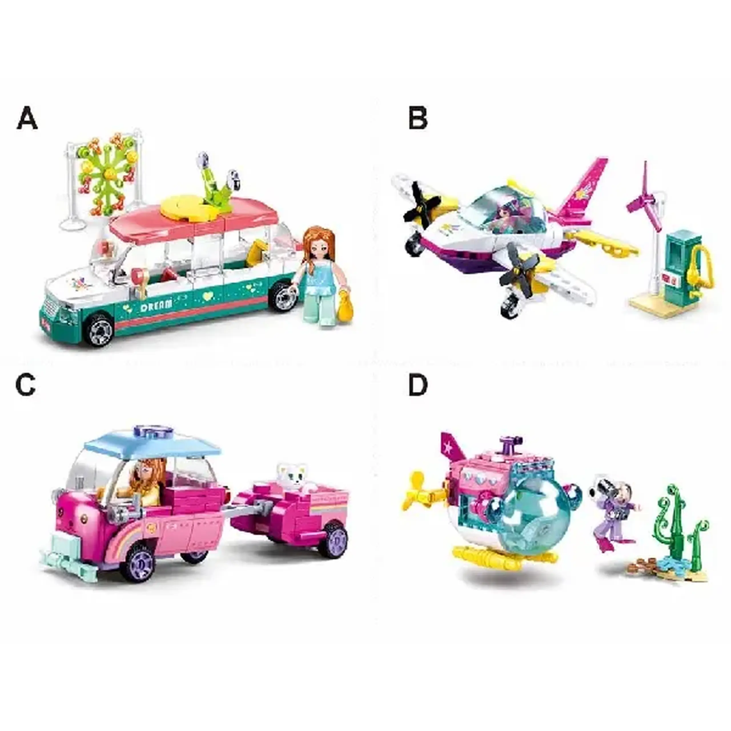 Set de construcție ”Transport colorat”, 4 modele, de la 111 pînă la 117 elem.
