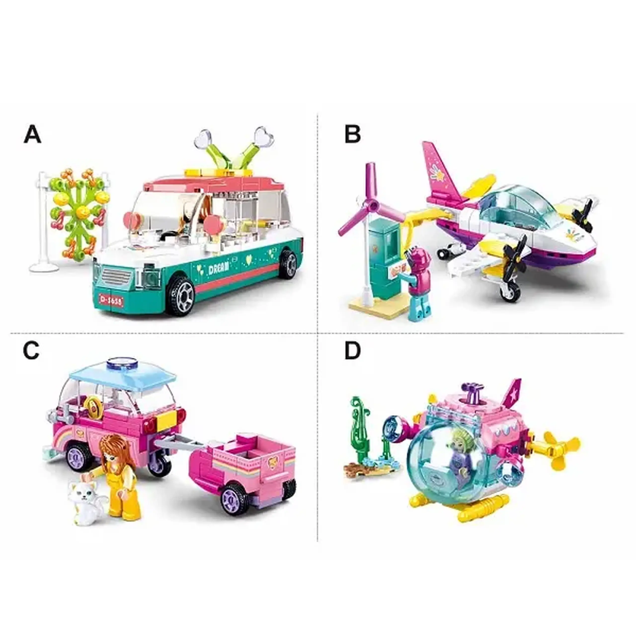 Set de construcție ”Transport colorat”, 4 modele, de la 111 pînă la 117 elem.